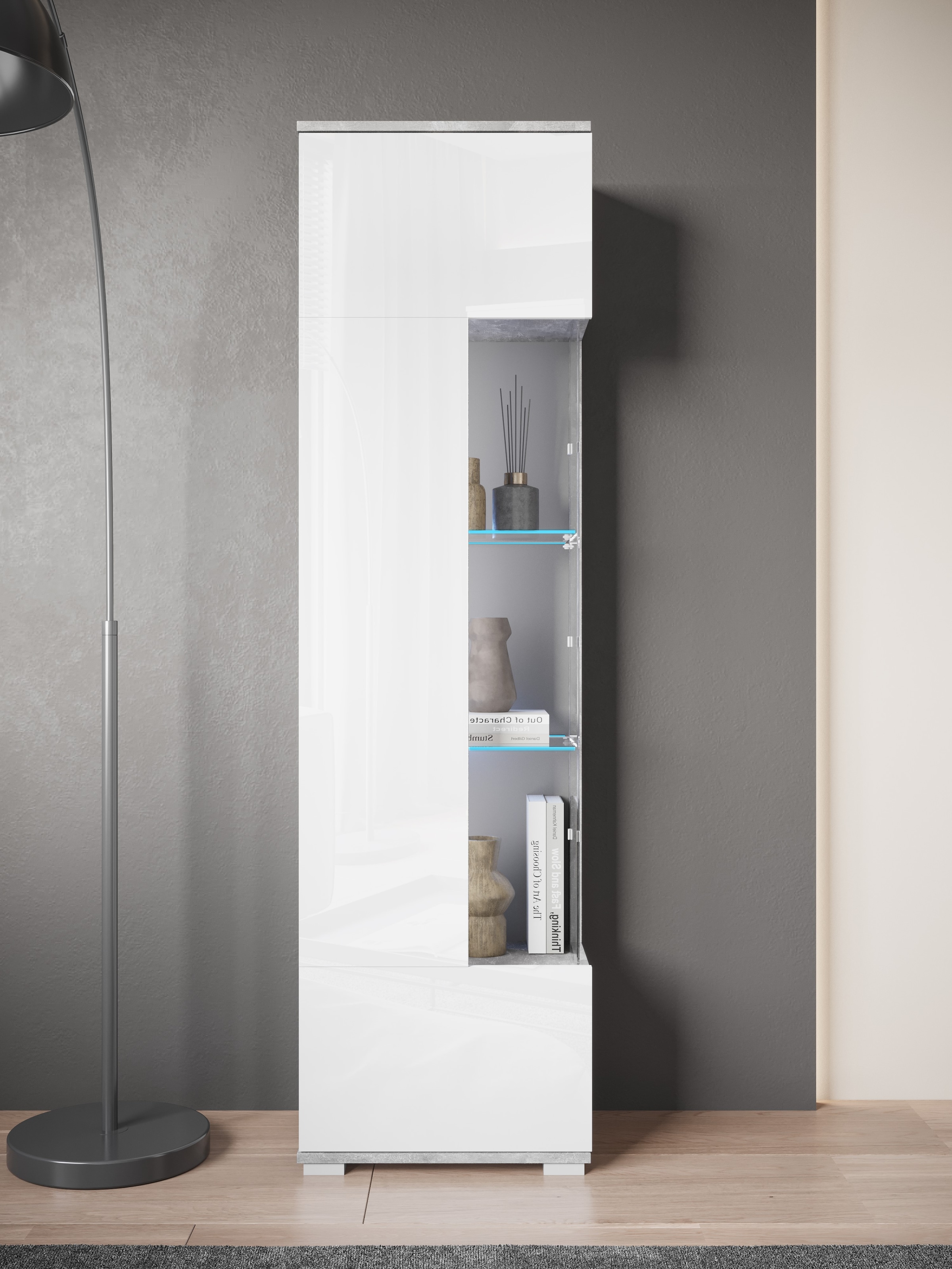 INOSIGN Vitrine »Kenia, stehend und hängend, Türanschlag wechselbar«, (1 St.), Vitrineschrank mit Glastüren 160 cm Höhe
