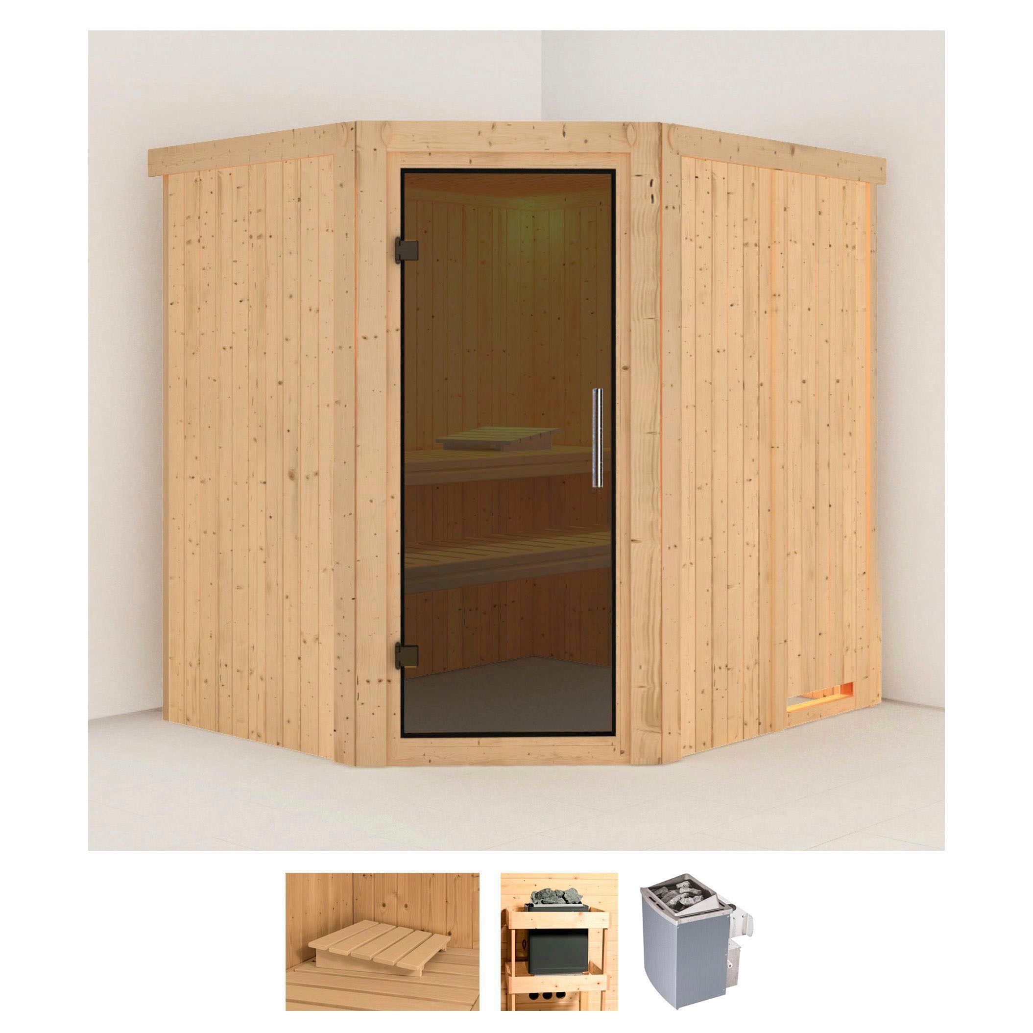 KARIBU Sauna "Siirin", Saunaofen, integrierte Steuerung, 9 kW, beige, Saunen, 9 KW-Ofen mit integrierter Steuerung