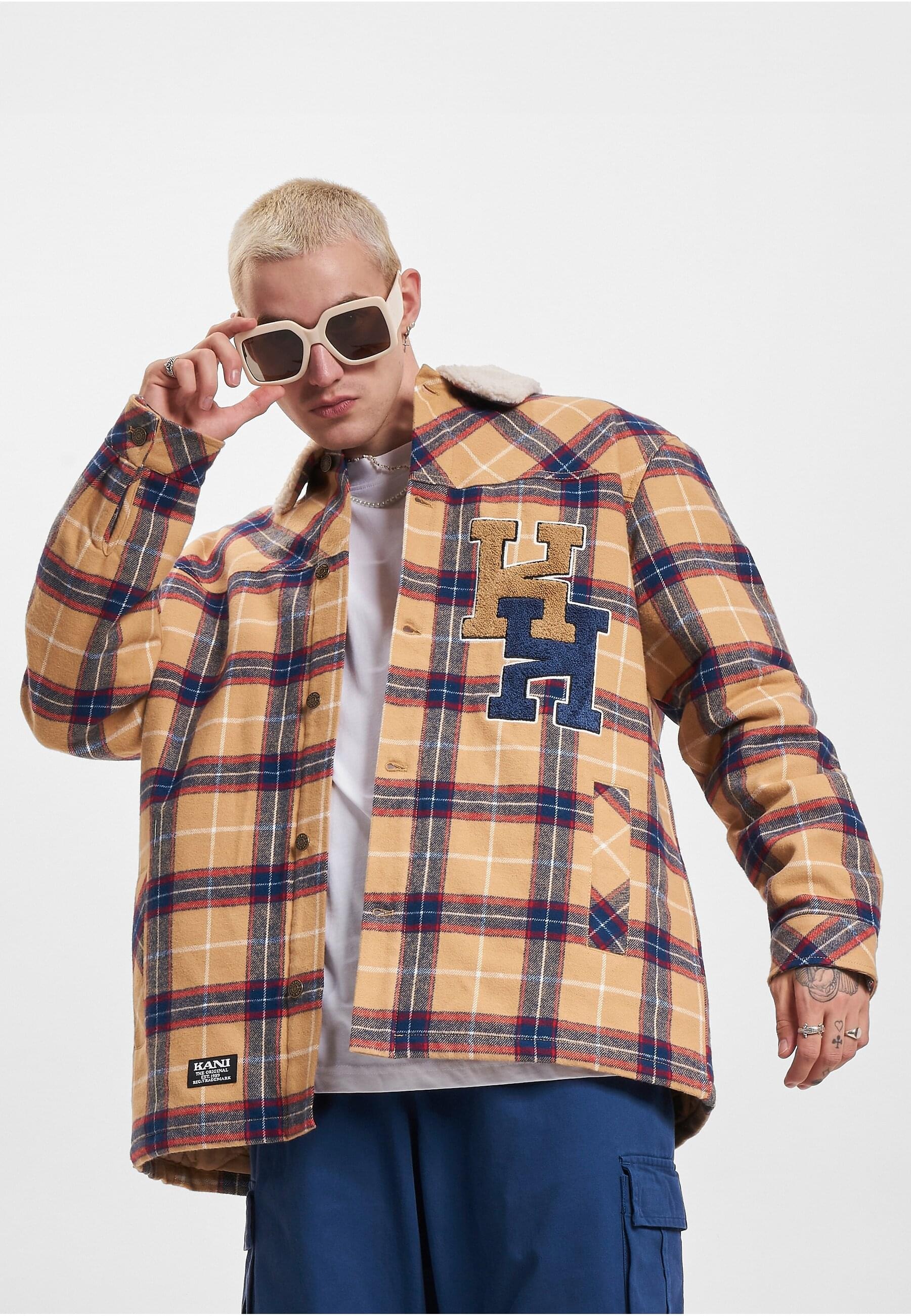 Karl Kani Allwetterjacke »Karl Kani Herren Woven Retro Heavy Flannel Shirt Jacket«, (1 St.), ohne Kapuze
