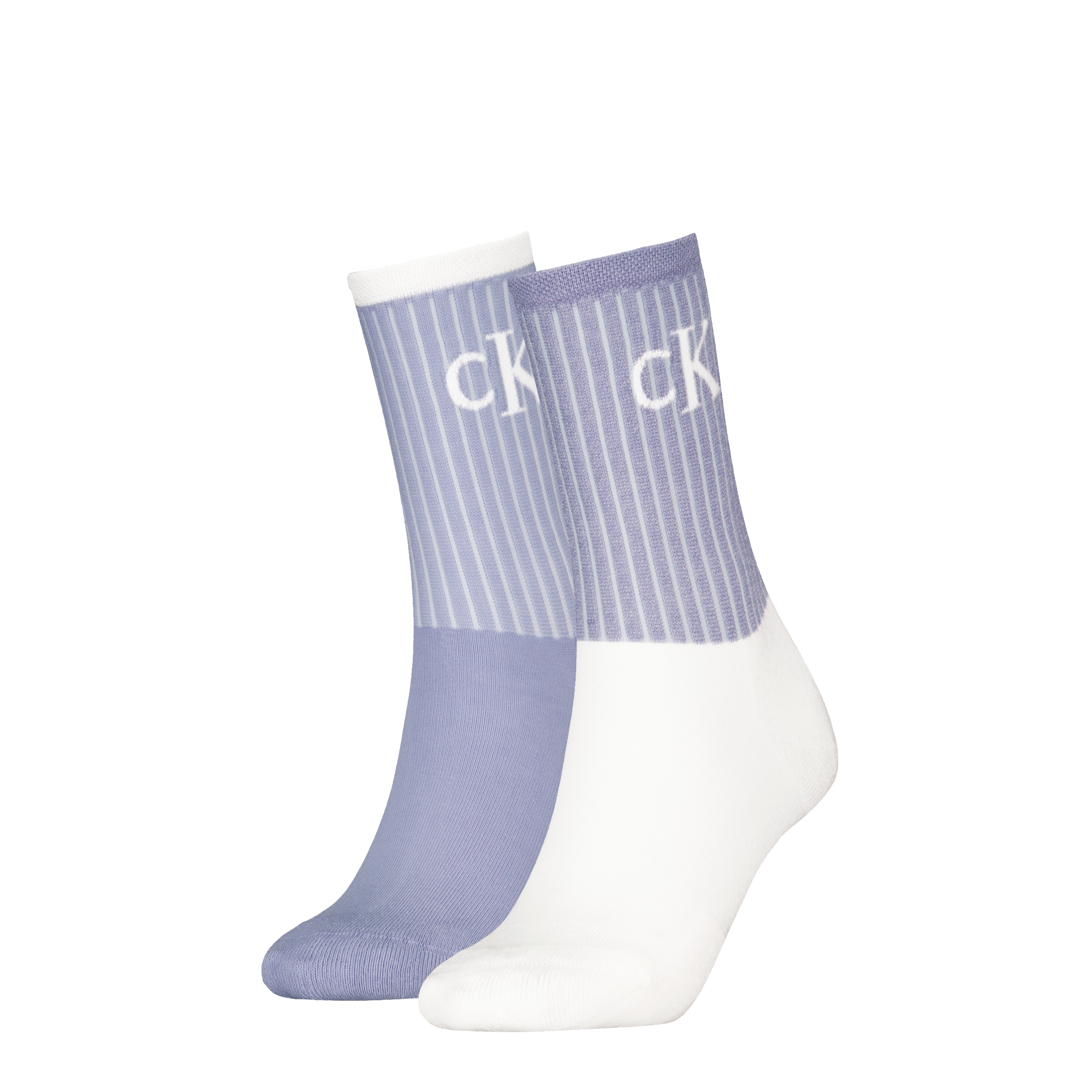 Calvin Klein Jeans Socken "CKJ WOMEN SOCK 2P GLOSSY RIB", (2 Paar), mit Logostickerei