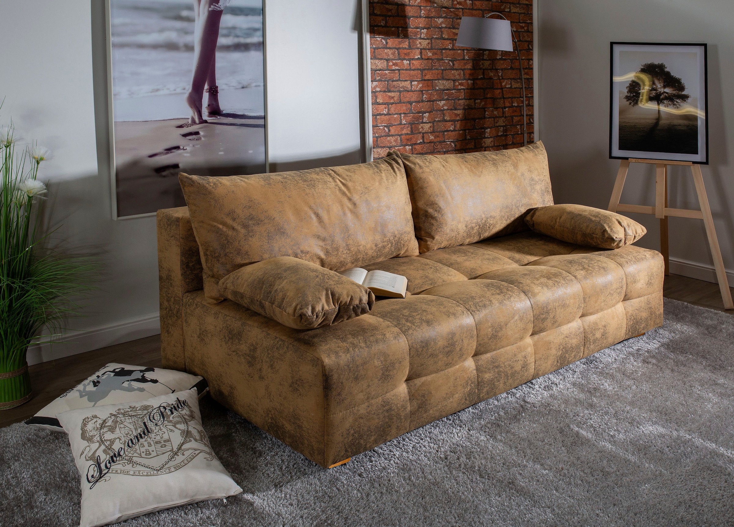 COLLECTION AB Schlafsofa »Bella«, Schlafsofa,Bettkasten,Bonellfederkern,Rückenkissen,Armlehnenkissen