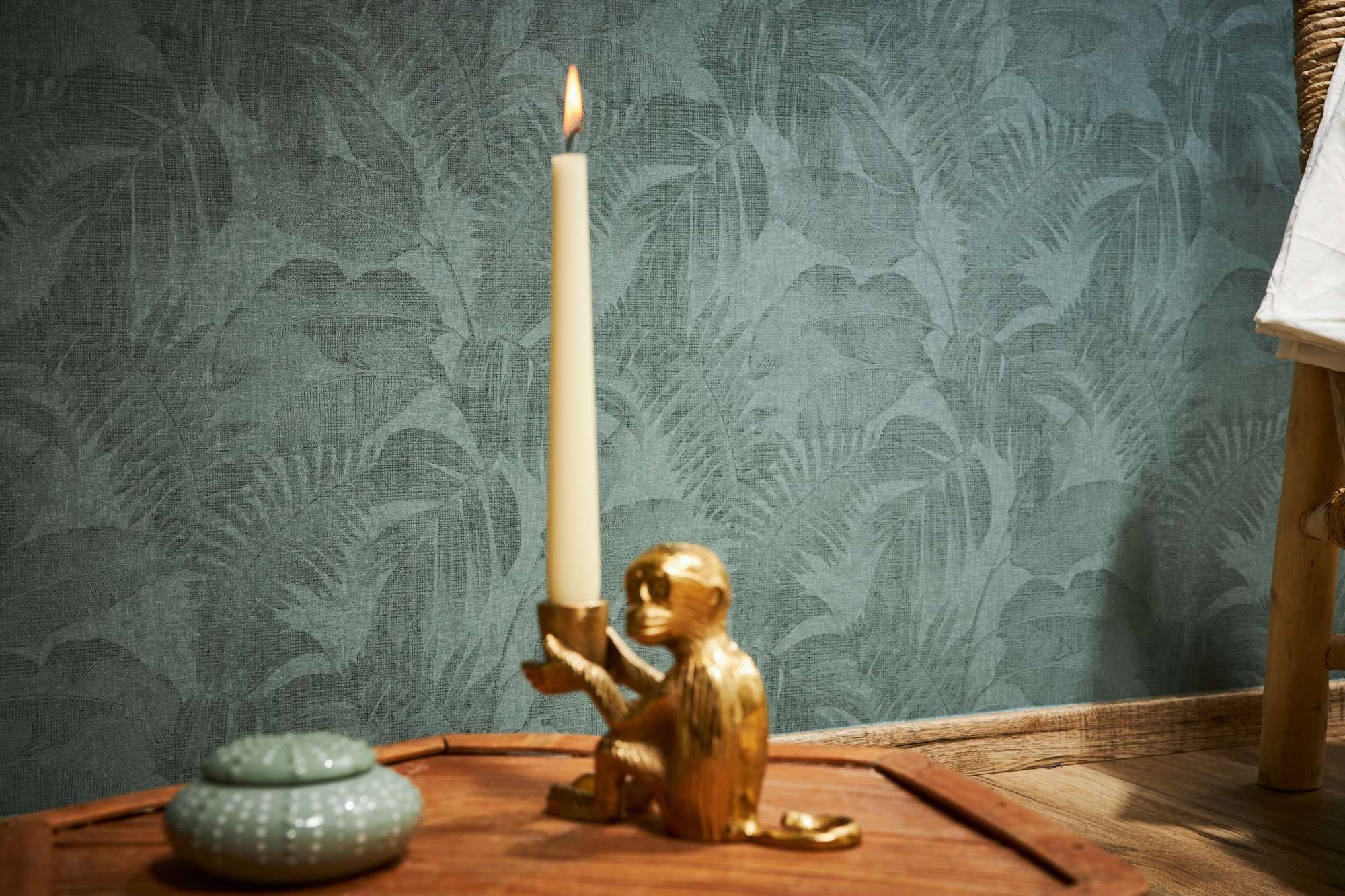 living walls Vliestapete »New Walls Cosy & Relax mit Palmenblättern« Wald | botanisch | floral leicht strukturiert Palmentapete Tapete Dschungel Tapeten Wohnzimmer Schlafzimmer Küche