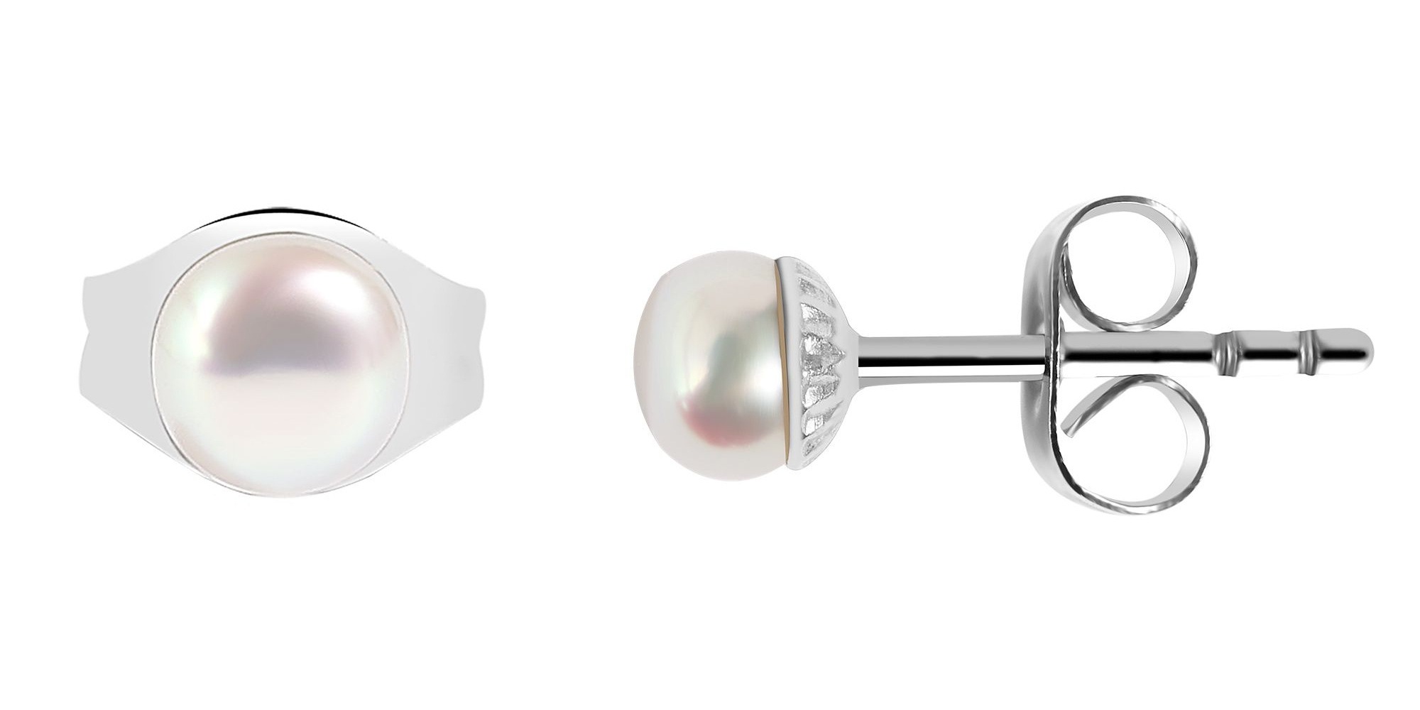 Adelia's Pearl Stainless Steel Earrings Silver 2