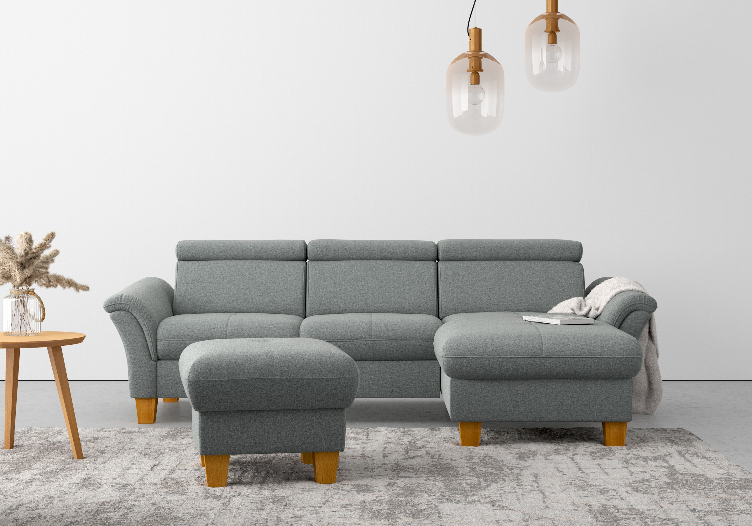 OTTO home Ecksofa "Lindgren L-Form" wahlweise mit Bett mit klappbaren Rollen, Kasten und Kopfverstellung