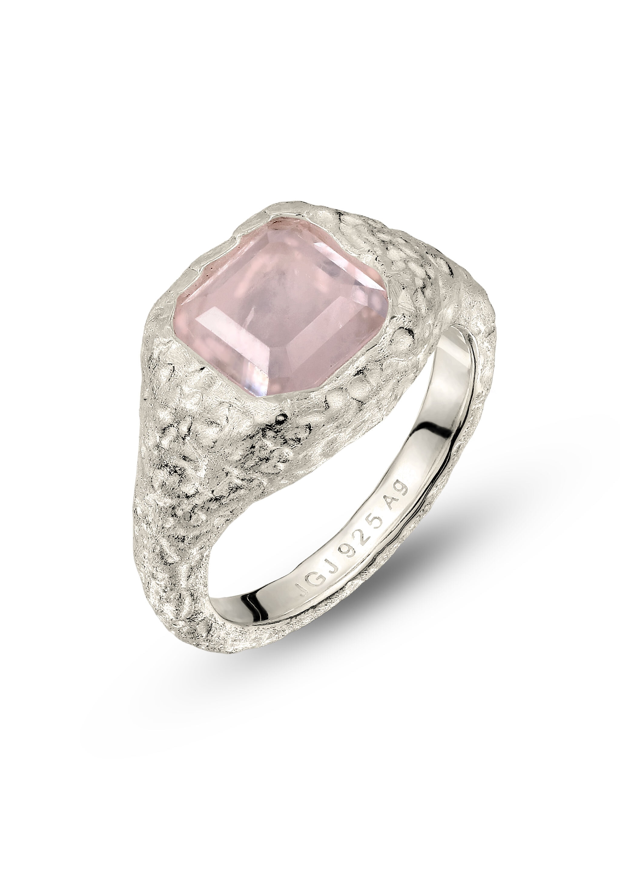 HAZE & GLORY Damen Siegelring "Ring Quarz Rosa 925 Sterling Silber", 58, Silber 925 (Sterlingsilber), silber, Silber 925 (Sterlingsilber), Fingerringe