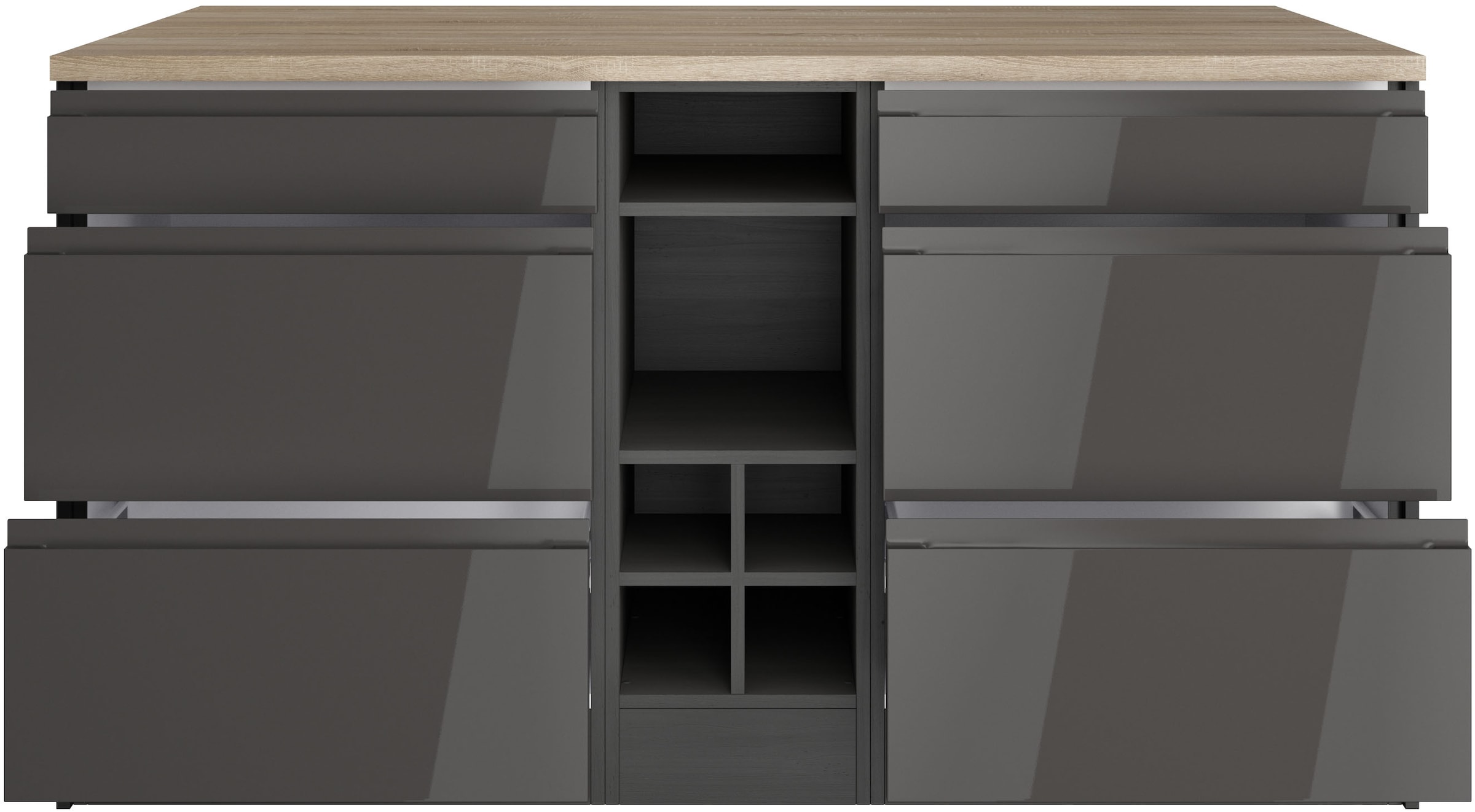 HELD MÖBEL Kücheninsel »Virginia«, Breite 153 cm, MDF-Fronten, Flaschenregal