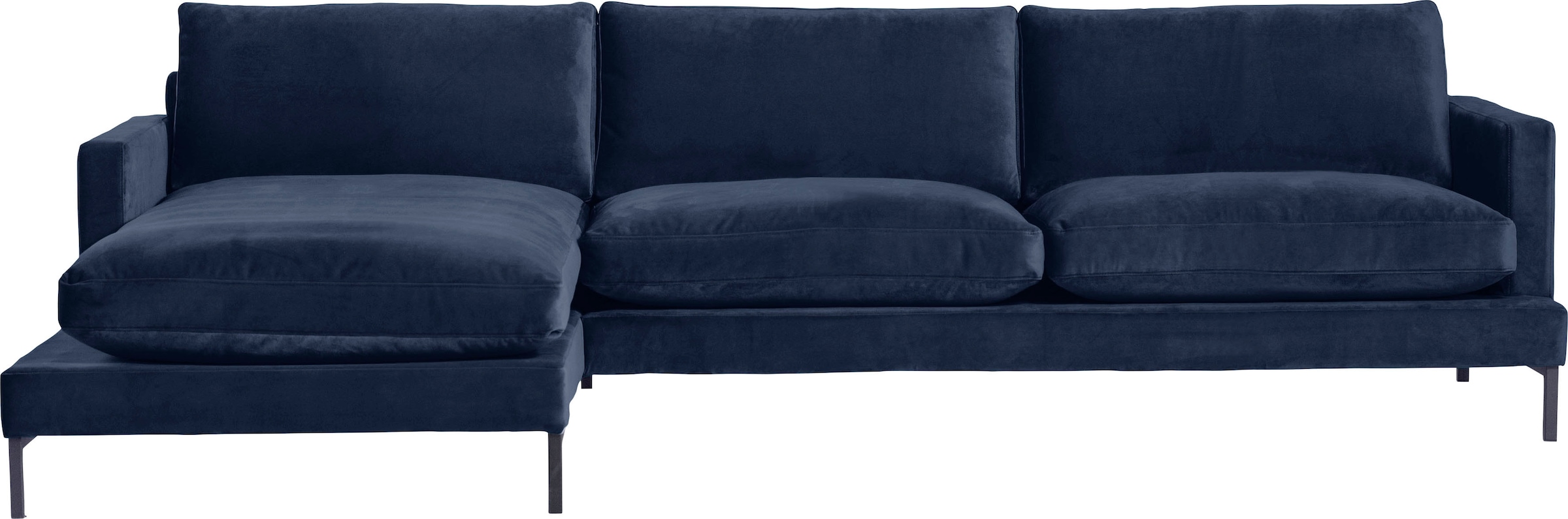 andas Ecksofa "Welland, L-Form," mit schwarzen Metallfüßen, mit Federfüllung im Sitz- und Rückenkissen
