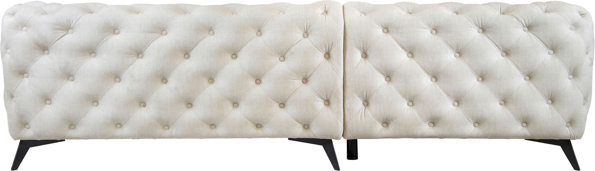 Leonique Chesterfield-Sofa »Ecksofa GLYNIS L-Form mit Wellenunterfederung, Maße B/T/H 264/204/75cm«, aufwändige Knopfheftung, moderne Chesterfield Optik, Fußfarbe wählbar