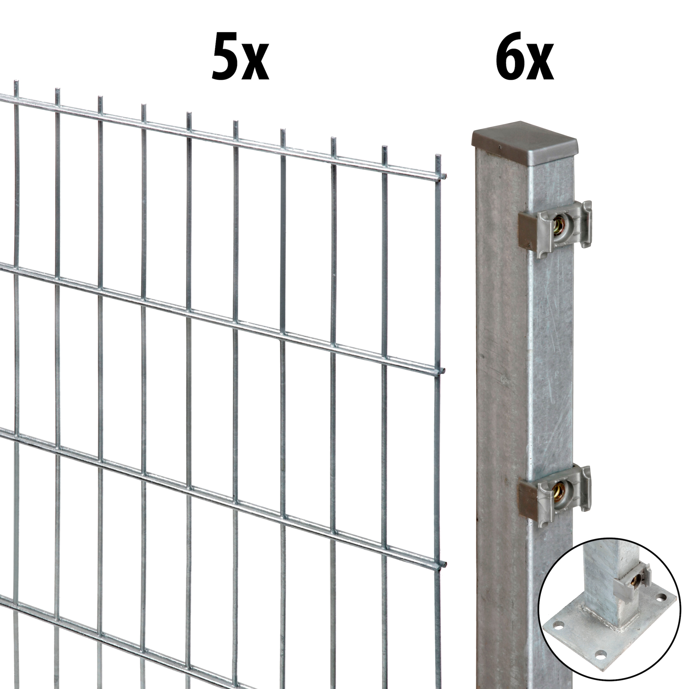 GARDEN 'N' MORE Doppelstabmattenzaun »Excellent«, 5 Elemente für 10 m, LxH: 200 x 103 cm, mit 6 Pfosten