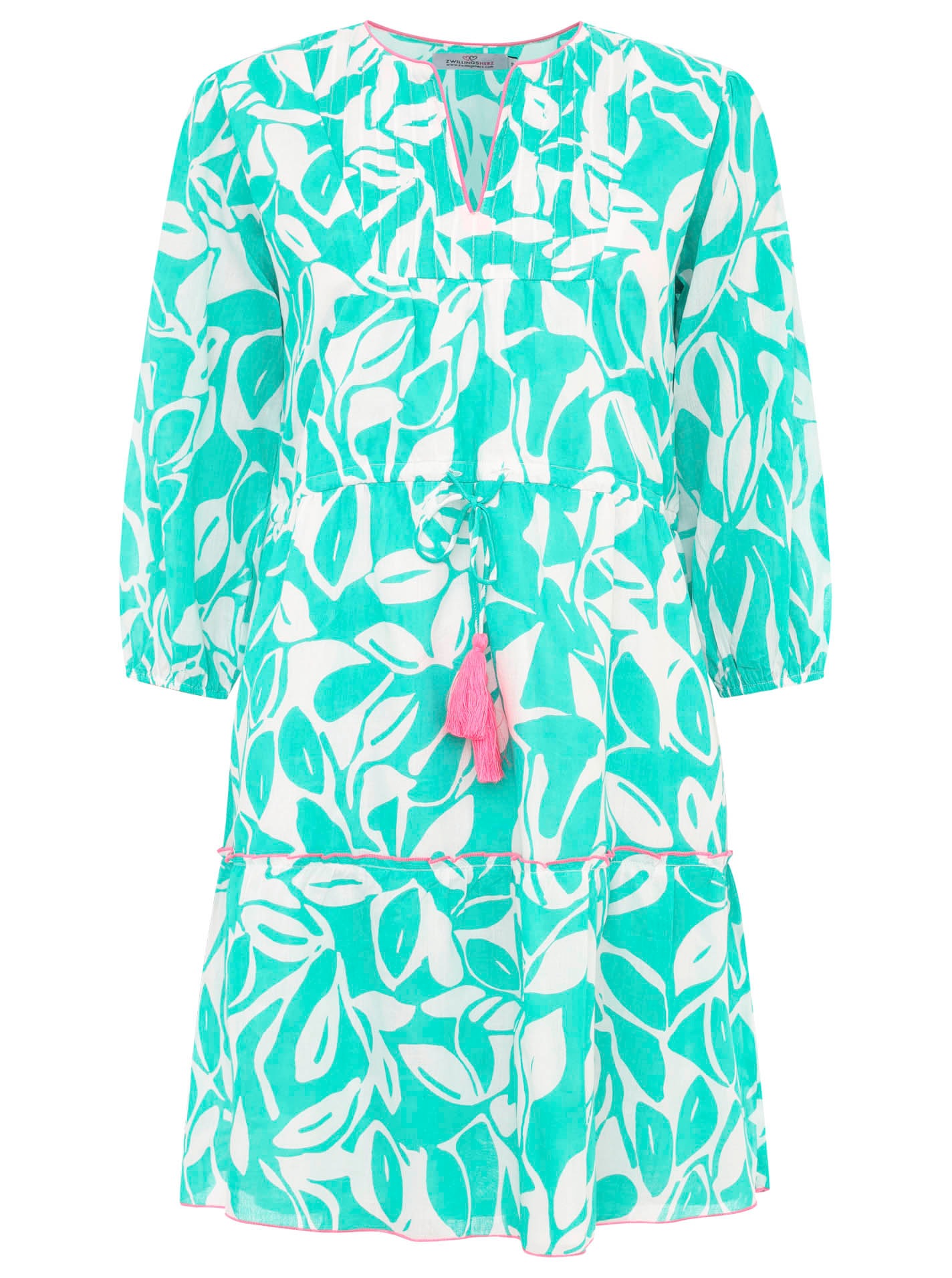 Zwillingsherz Sommerkleid ""Blätter Zweifarbig"" Ohne Taschen mit Tasseln u günstig online kaufen