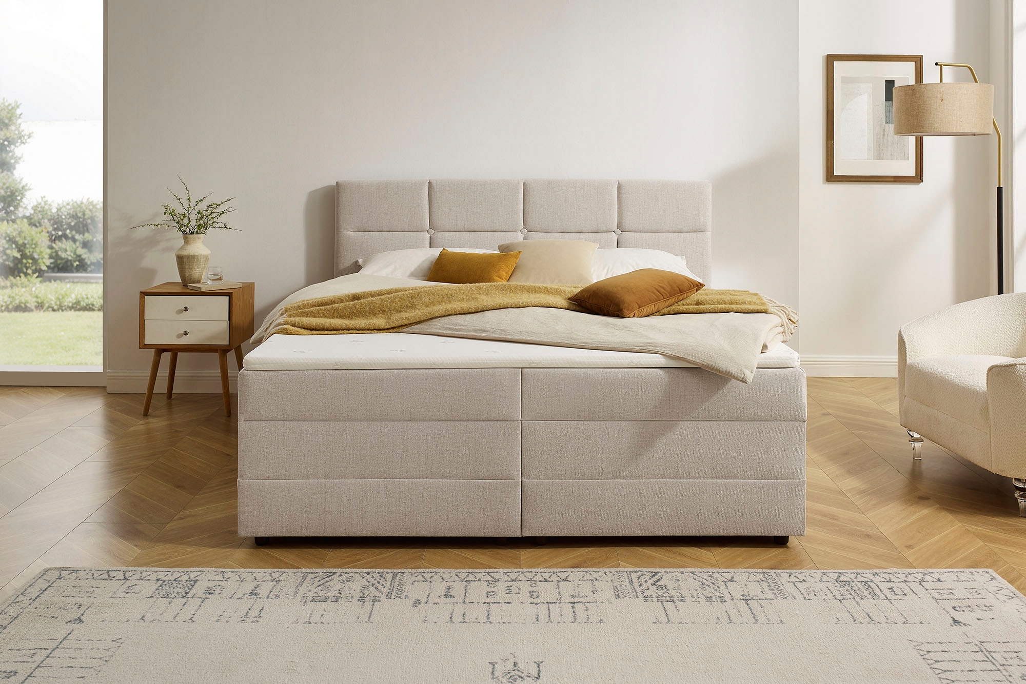 INOSIGN Boxbett »Fillmore inkl. Bettkasten, Liegefläche 180x200 cm, in Boxspring-Optik«, inkl. Topper, erhältlich in verschiedenen Farben