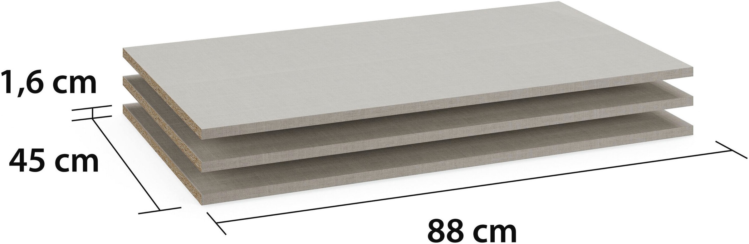 rauch Einlegeboden "Zubehör für Rauch-Schränke Garderobe Kleiderschrank Schrank" 3er-Set Breite 88 cm, Tiefe 45 cm MADE IN GERMANY