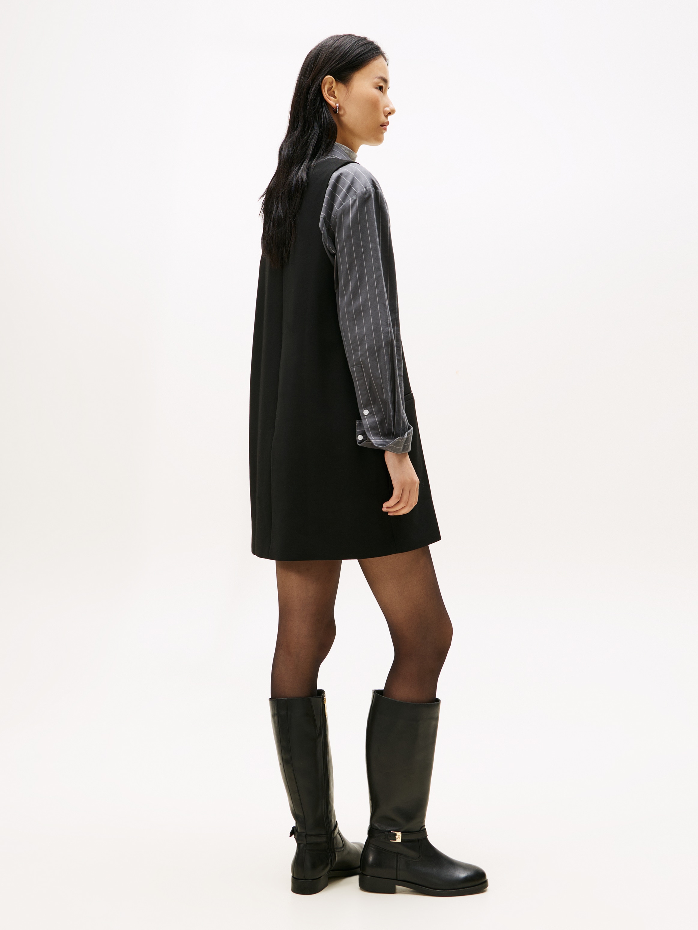 Tommy Hilfiger A-Linien-Kleid »PUNTO V-NK NS MINI SHIFT DRESS«
