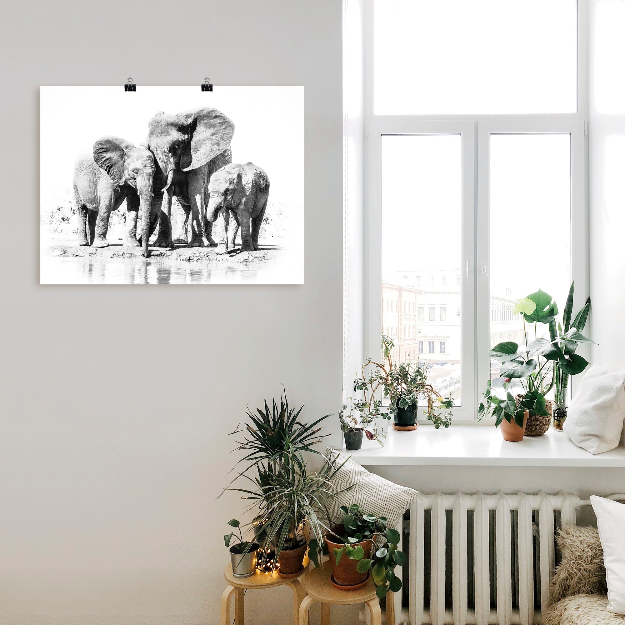 Größen Bilder, oder versch. Alubild, Artland Leinwandbild, »Elefantenmutter BAUR Wandbild kaufen Wandaufkleber Kindern«, in Poster Elefanten mit (1 St.), als |