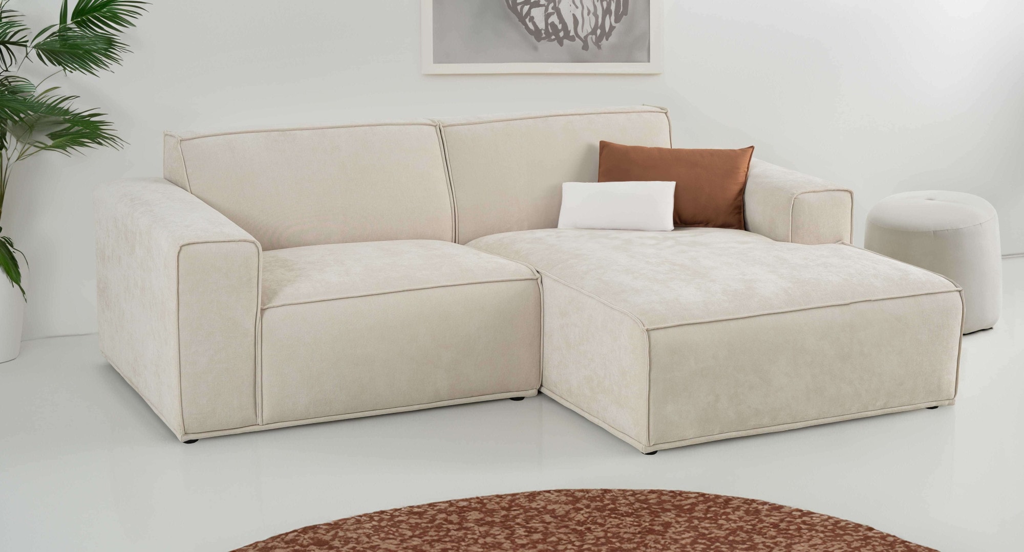 Home affaire Ecksofa "Avelin, 228 cm, L-Form, Chenille, Struktur-Boucle", m günstig online kaufen