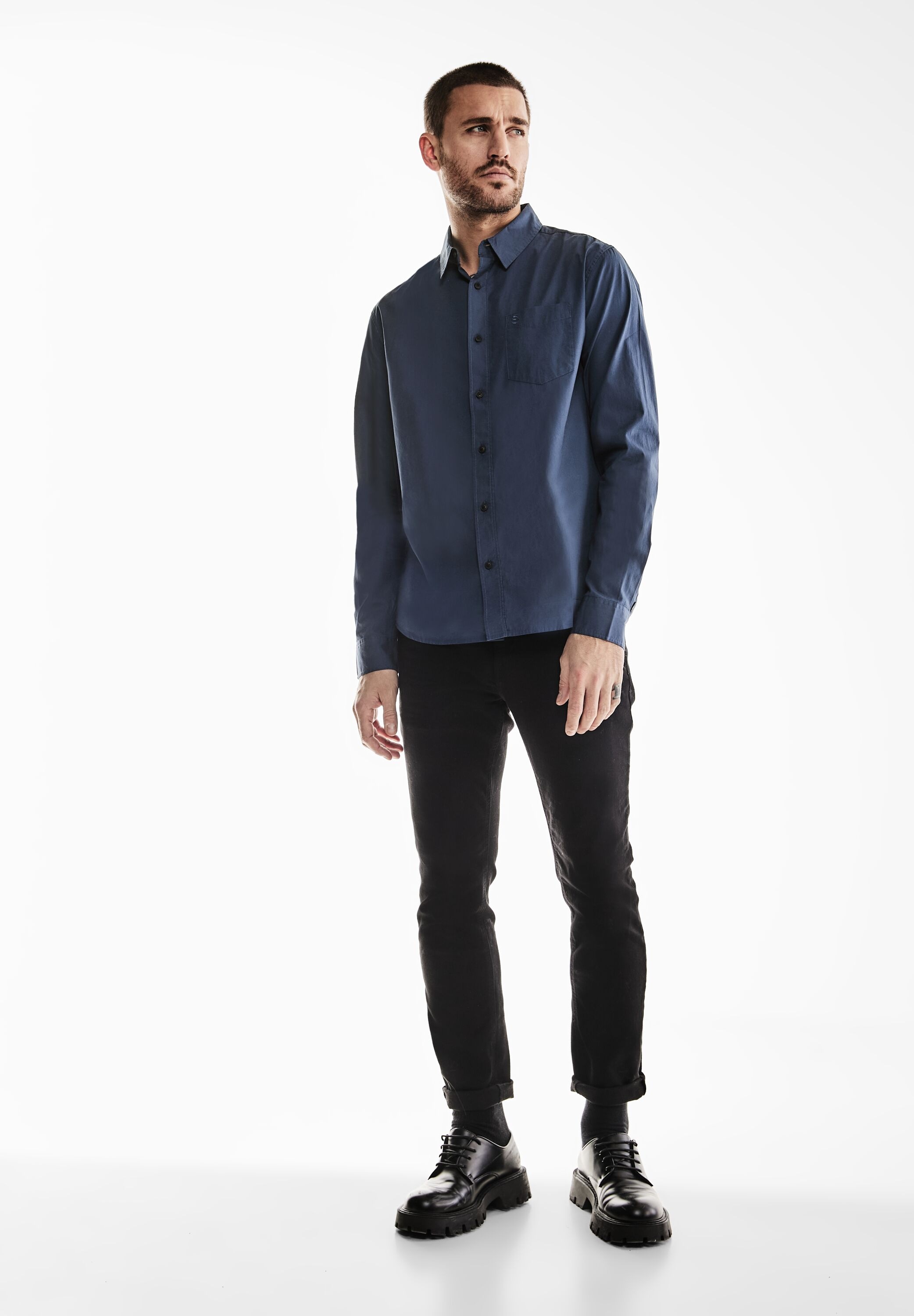 STREET ONE MEN Langarmhemd, aus reiner Baumwolle