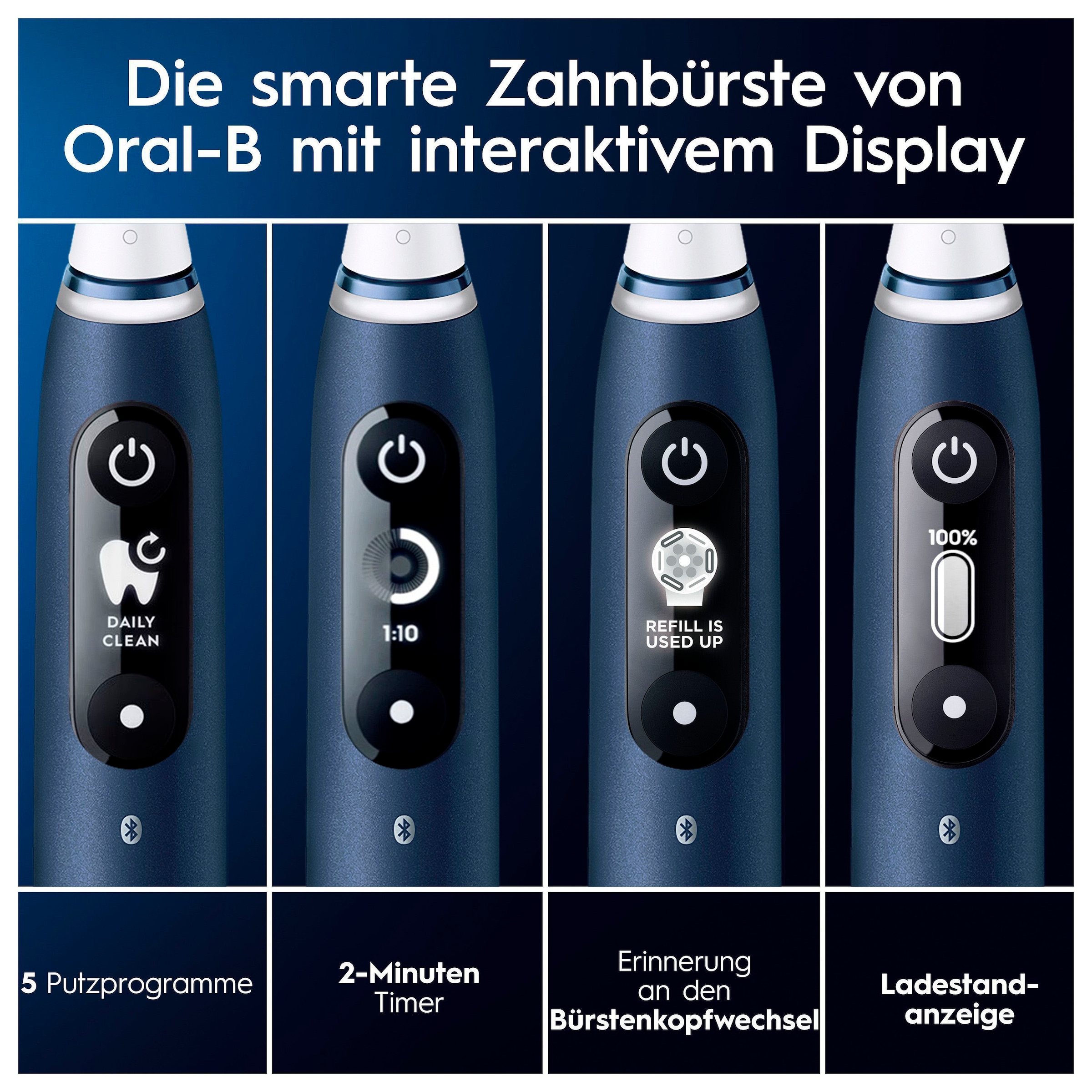 Oral-B Elektrische Zahnbürste »iO 7«, 2 St. Aufsteckbürsten, mit Magnet-Technologie, Display, 5 Putzmodi, Reiseetui