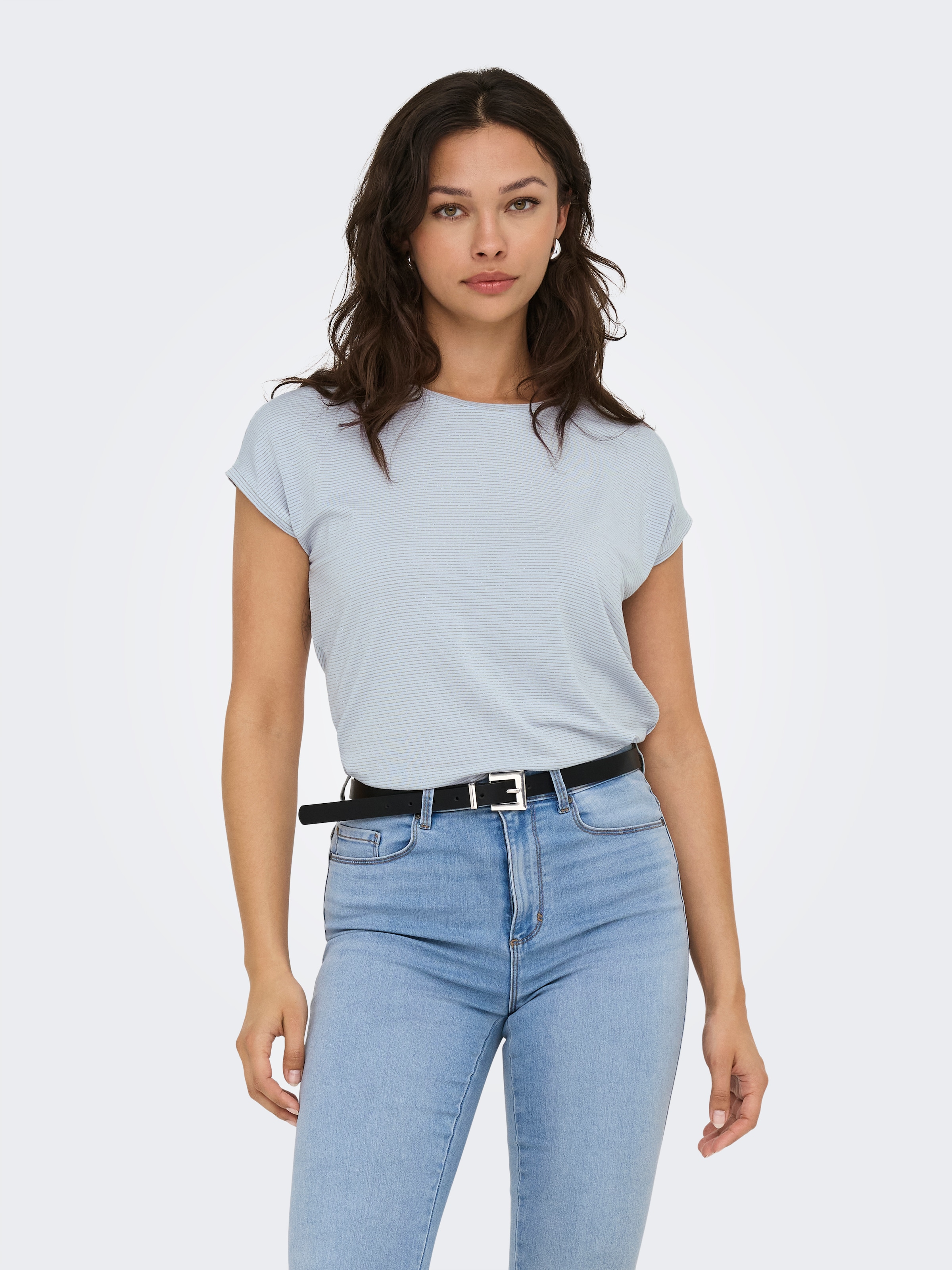 ONLY Kurzarmshirt "ONLCLAUDIA S/S GLITTER STRIPE TOP JRS" günstig online kaufen