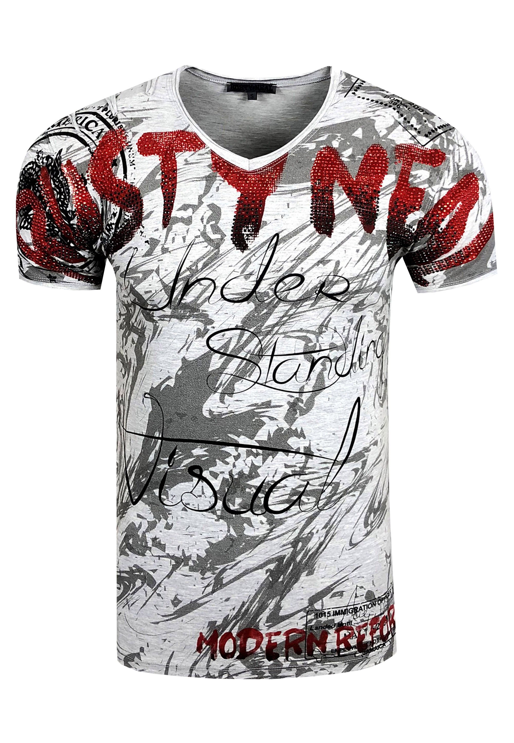 Rusty Neal T-Shirt, mit aufwendigem Strass-Design