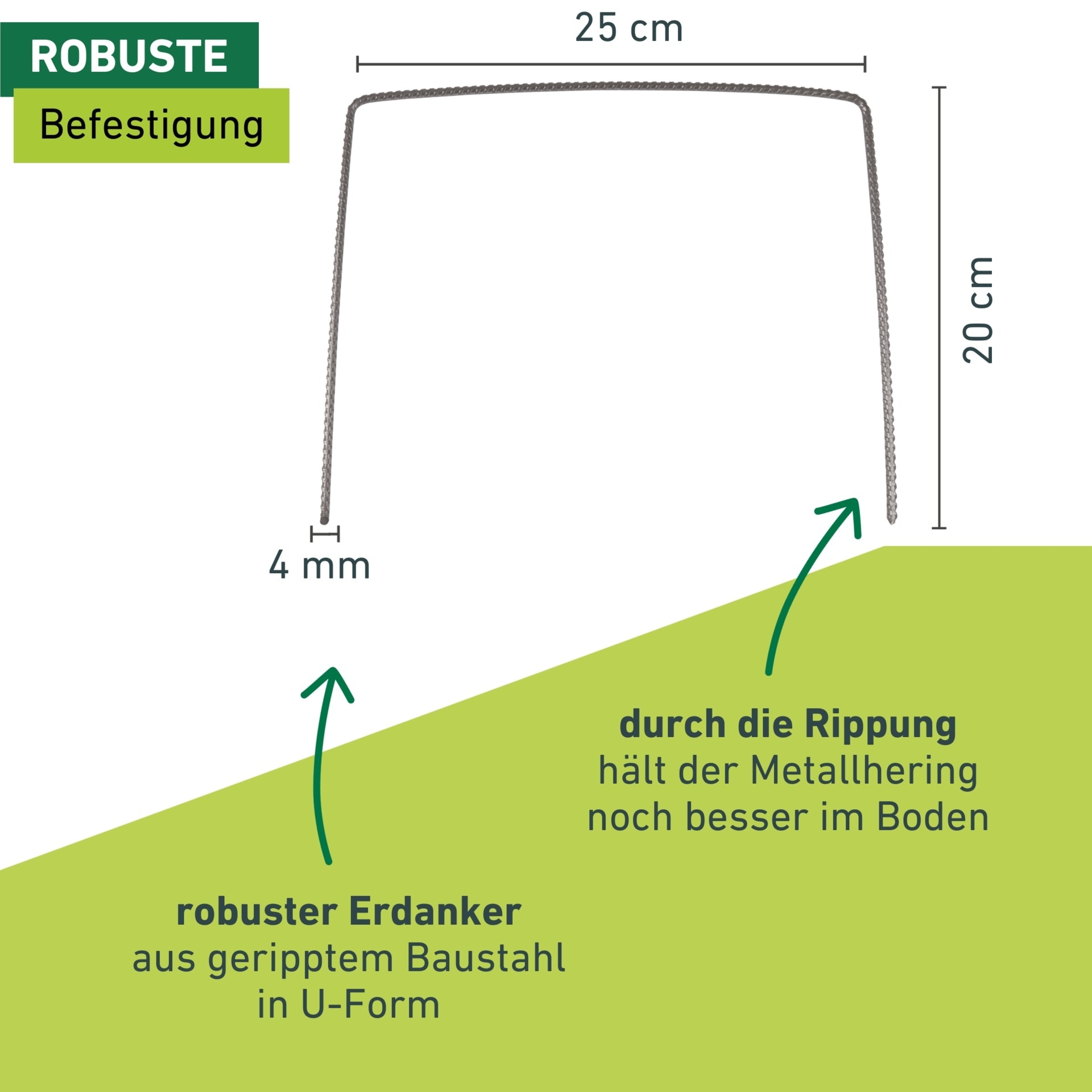 Windhager Bodenanker »Befestigungshering gerippt aus Metall, wiederverwendbar 100 Stk.« Packung, 100 Stk. tlg. Bodenanker für Folien und Vlies, 20 x 25 cm, Ø 4 mm, verzinkt