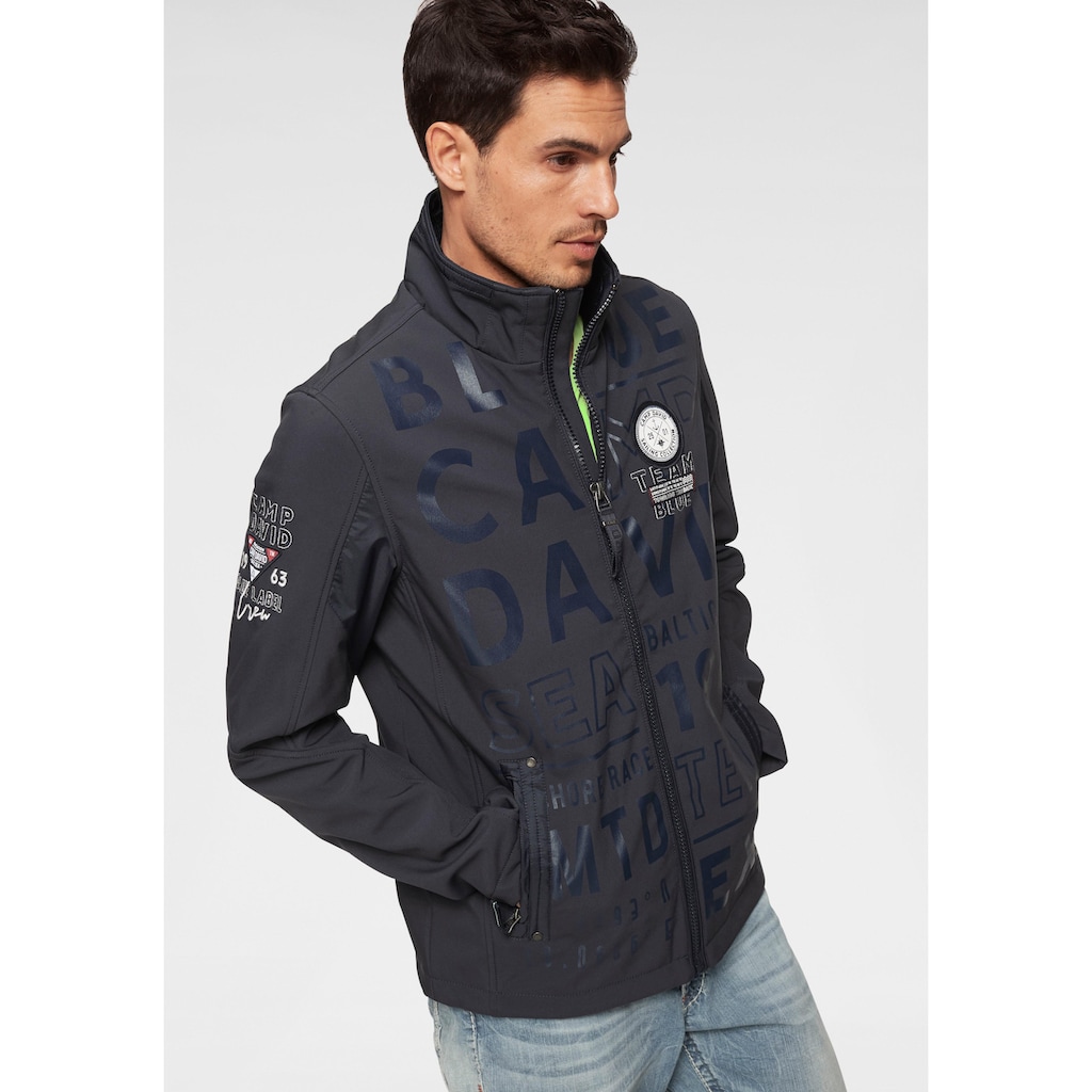 CAMP DAVID Softshelljacke, mit auffälligem Logodruck