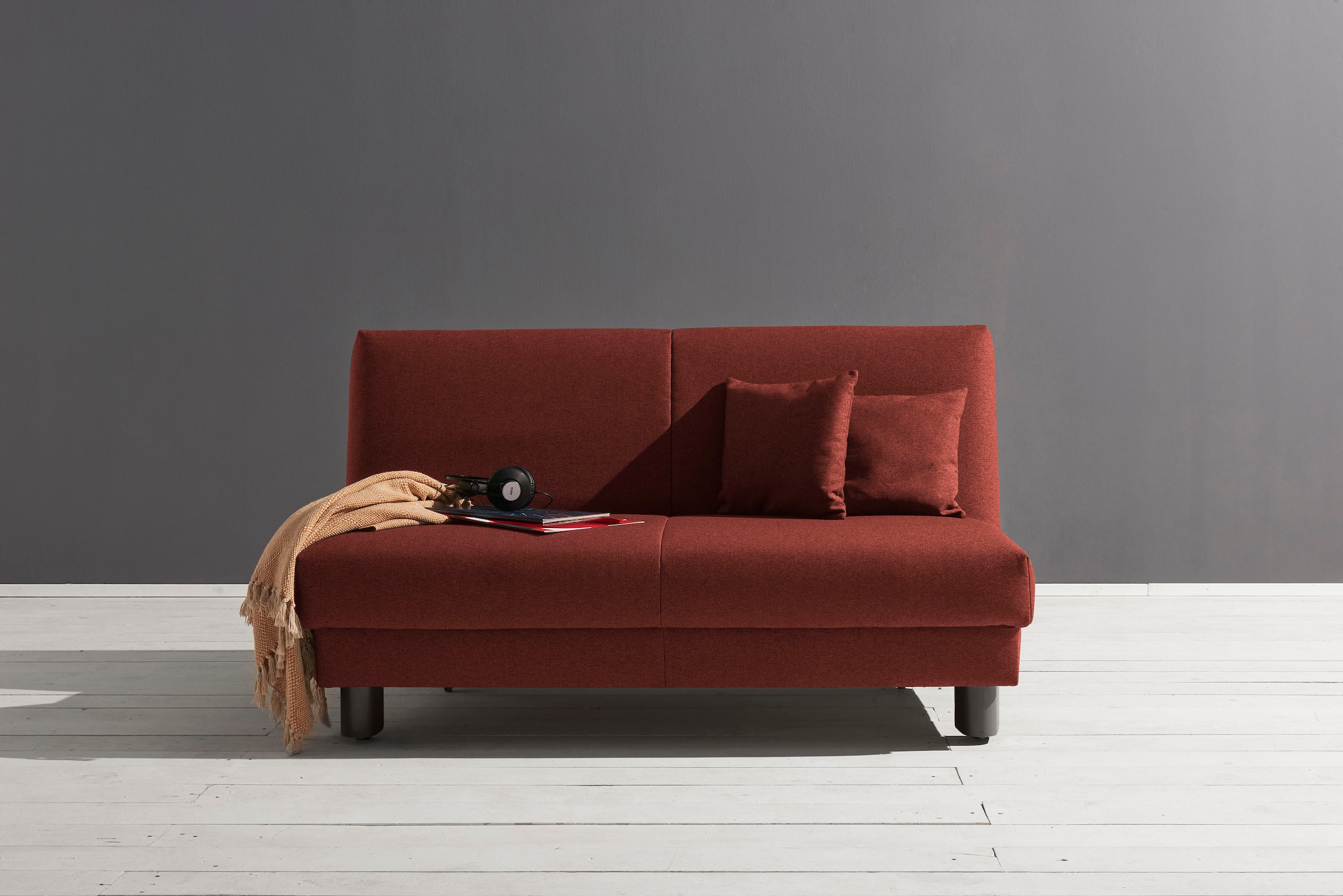 ell + ell Schlafsofa »Enny«, Liegefläche Breite 155 cm, Liegehöhe 45 cm, Füße schwarz, Rückenlehne