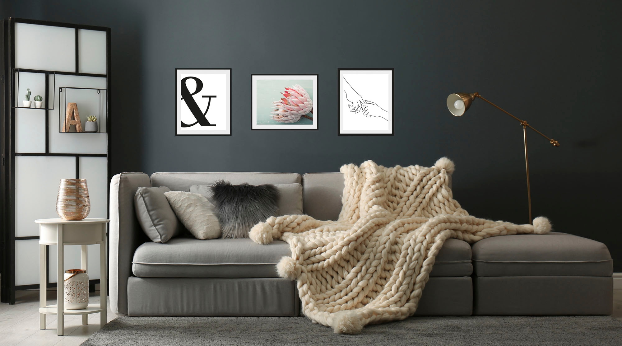 queence Bild "Hygge", Schriftzug-Schwarz-Weiß-Fashion-Mode-Magazincover-Fra günstig online kaufen