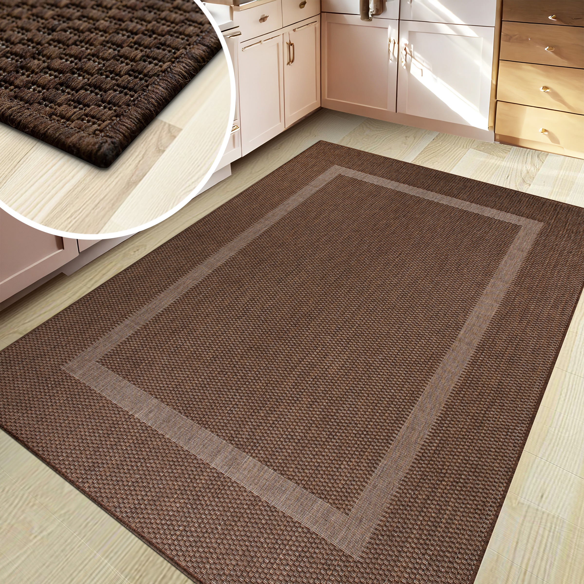 my home Teppich »Venedig Bordüre auch als Läufer erhältlich«, rechteckig, 3 mm Höhe, In- und Outdoor geeignet, Sisal-Optik, Wetterfest & UV-beständig
