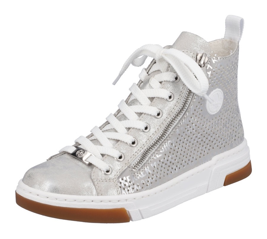 Sneaker, High Top-Sneaker, Freizeitschuh, Schnürschuh im Metallic-Look