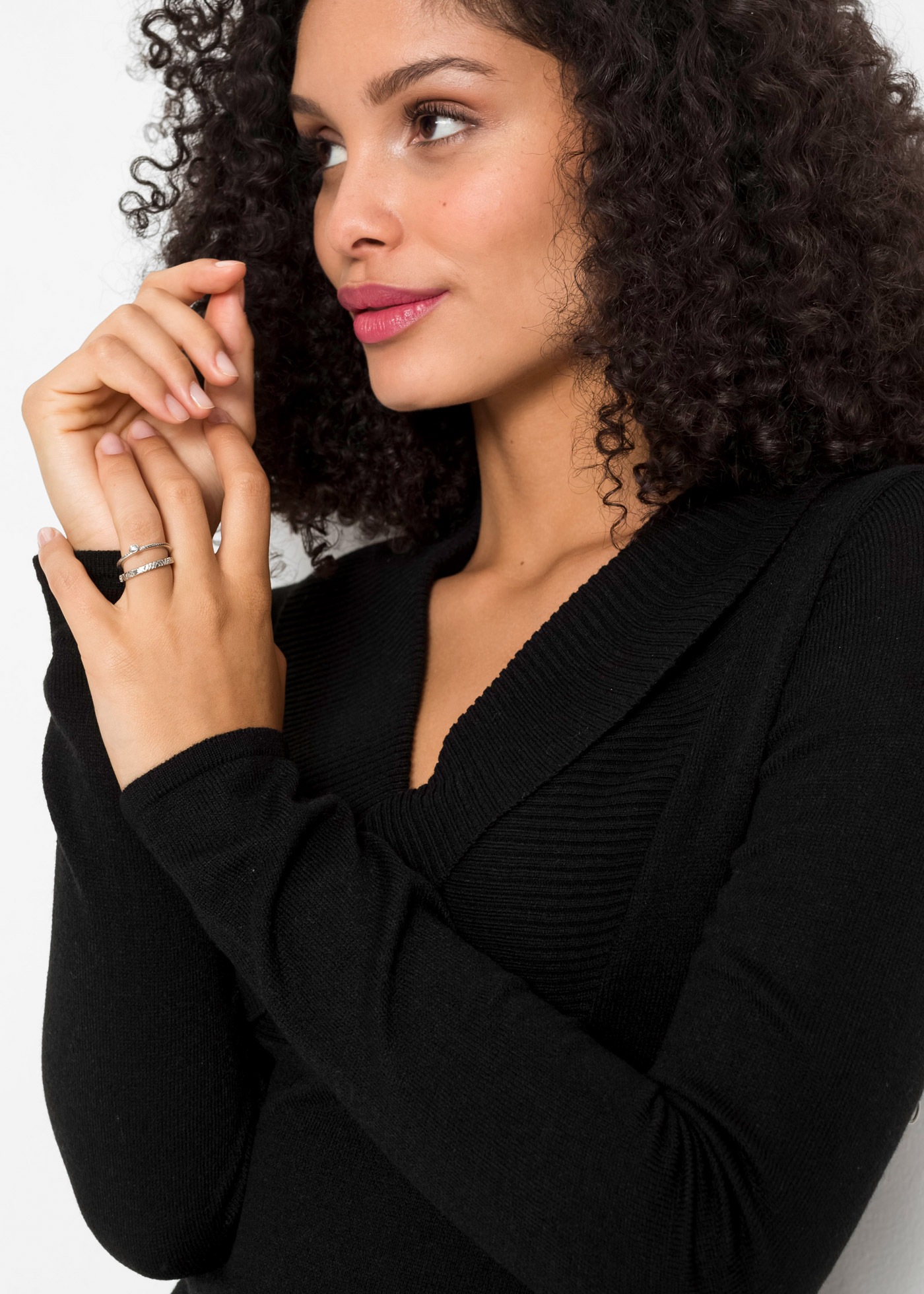 Thumbnail - bonprix Strickkleid aus Polyacryl, figurbetonte Passform, gemustertes Rockteil