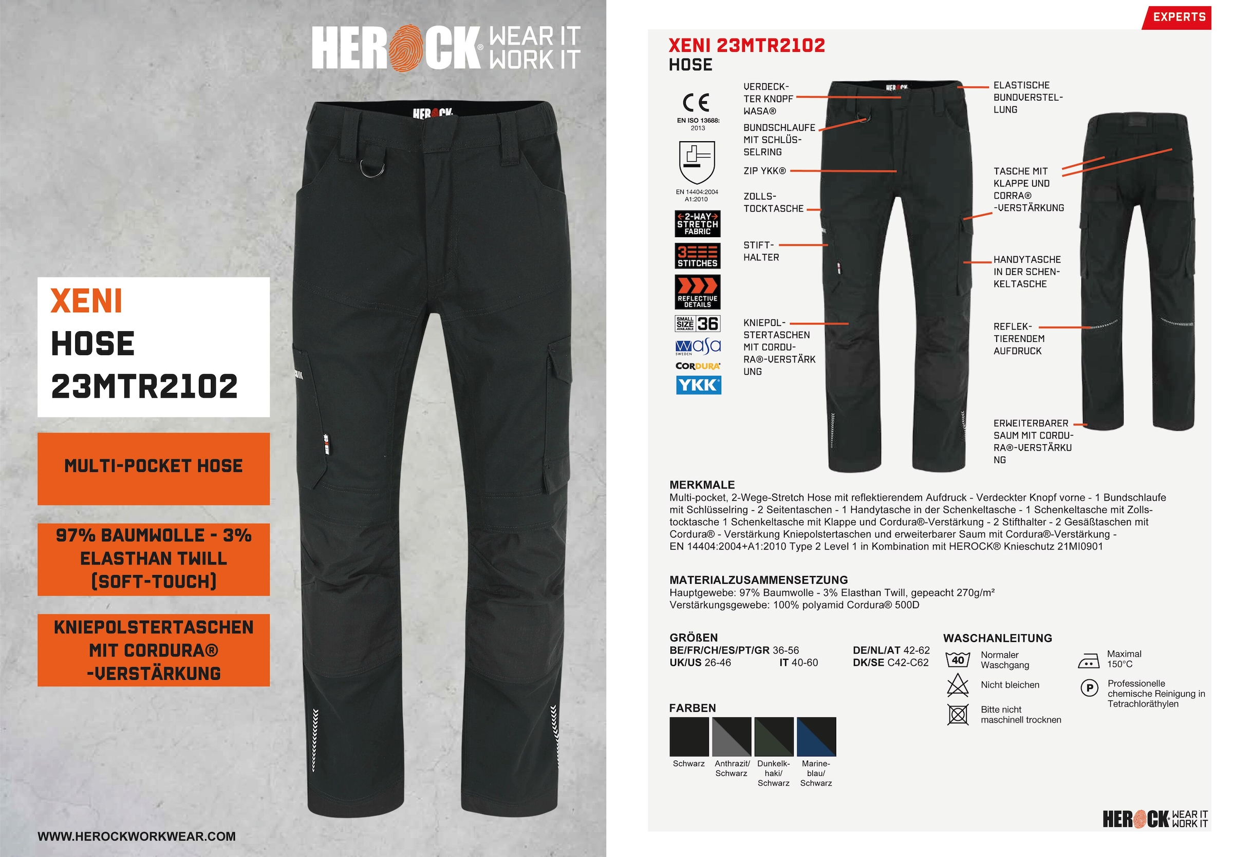 Herock Arbeitshose »XENI«, Multi-pocket, Stretch, wasserabweisend, Baumwolle,  weich und bequem auf Rechnung | BAUR