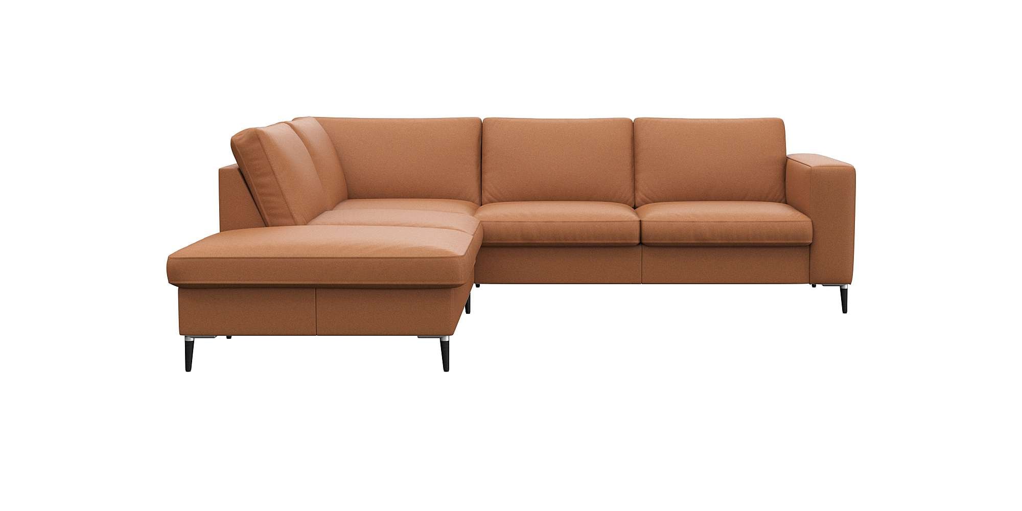 FLEXLUX Ecksofa "Fiore, bequem und komfortabel, zeitlos, L-Form" breite Armlehnen, Füße Alu/schwarz, B/T 241/225 cm, Kaltschaum im Sitz