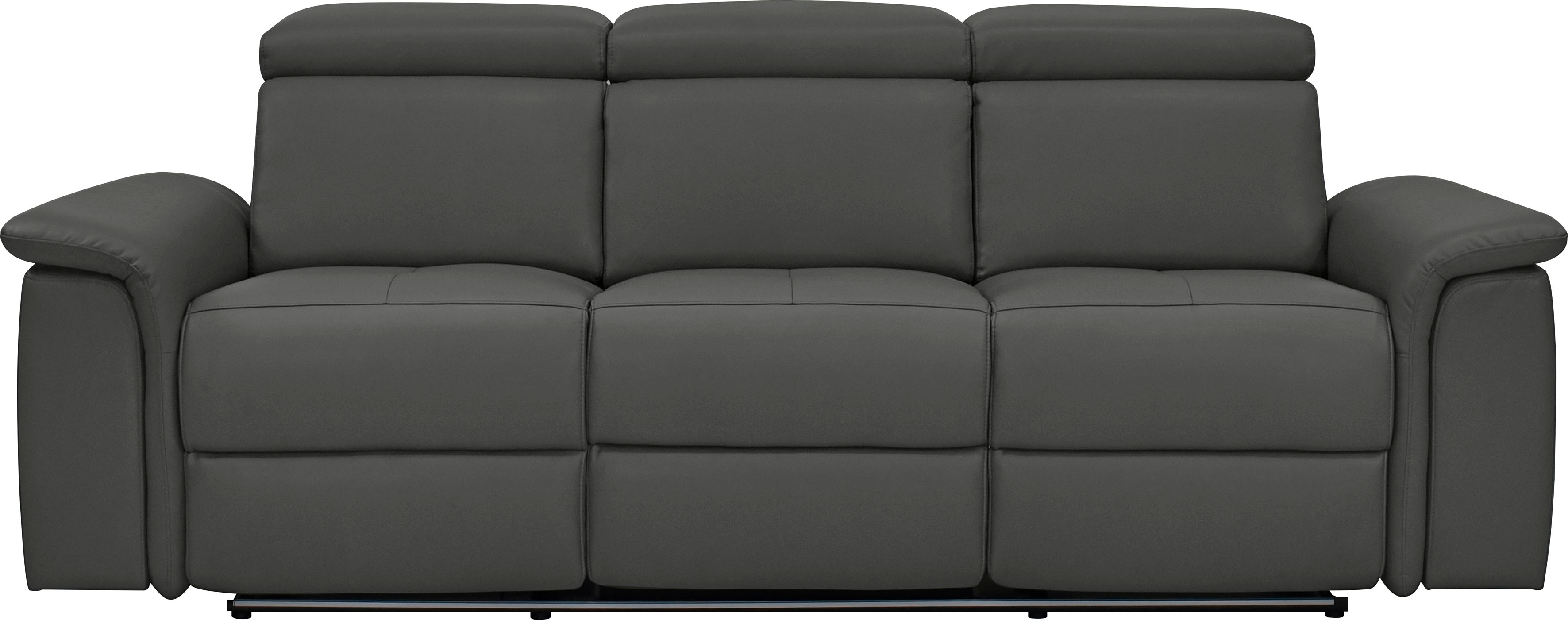OTTO home 3-Sitzer "Pareli 229cm, manuelle u. elektr. Relaxfunktion in 2 Sitzen" USB, KT-Verstellung, LED Beleuchtung, in Echtleder, Kunstleder, Web