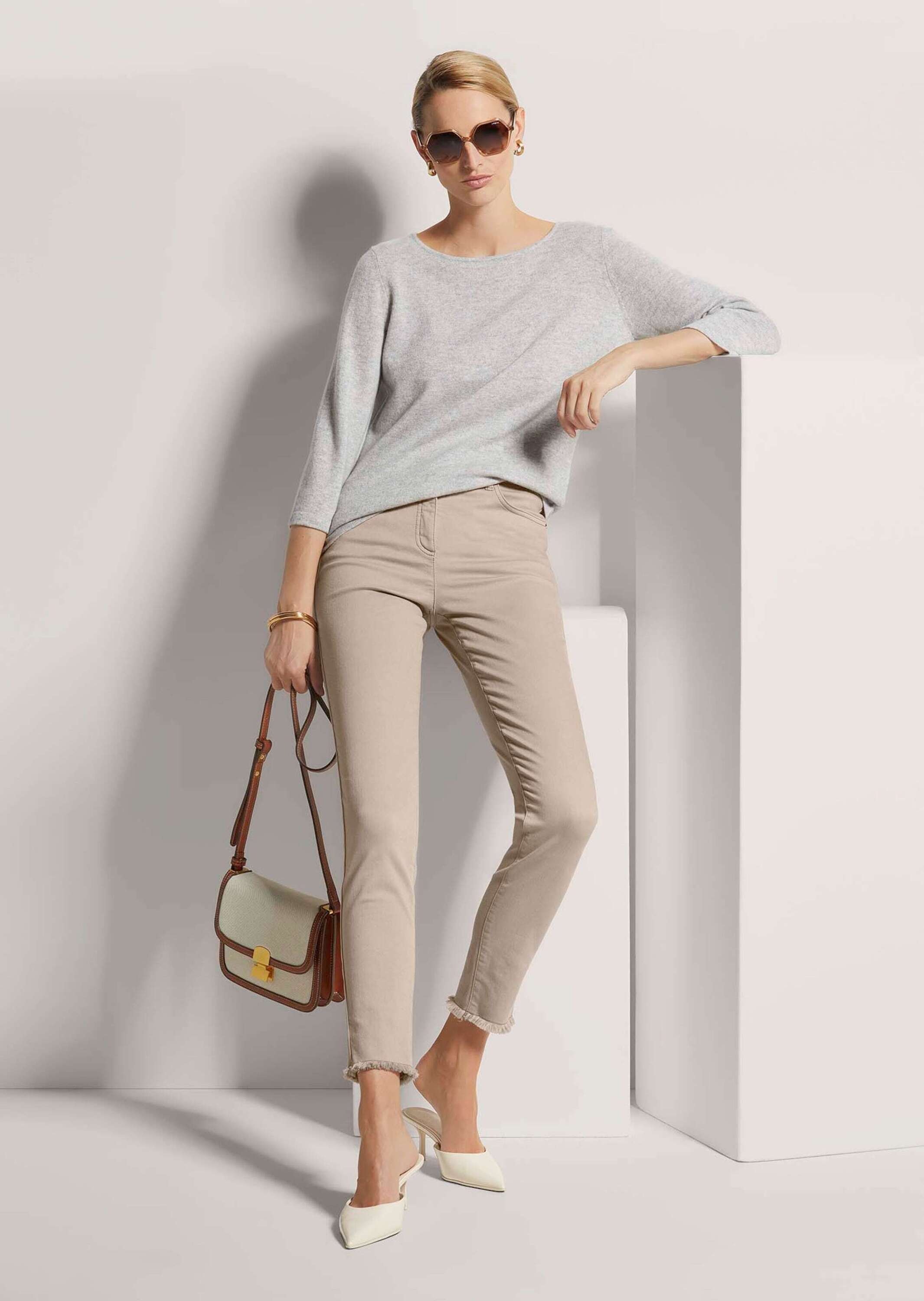 MADELEINE Long Pullover Cashmere Silver Grey Size 48 5