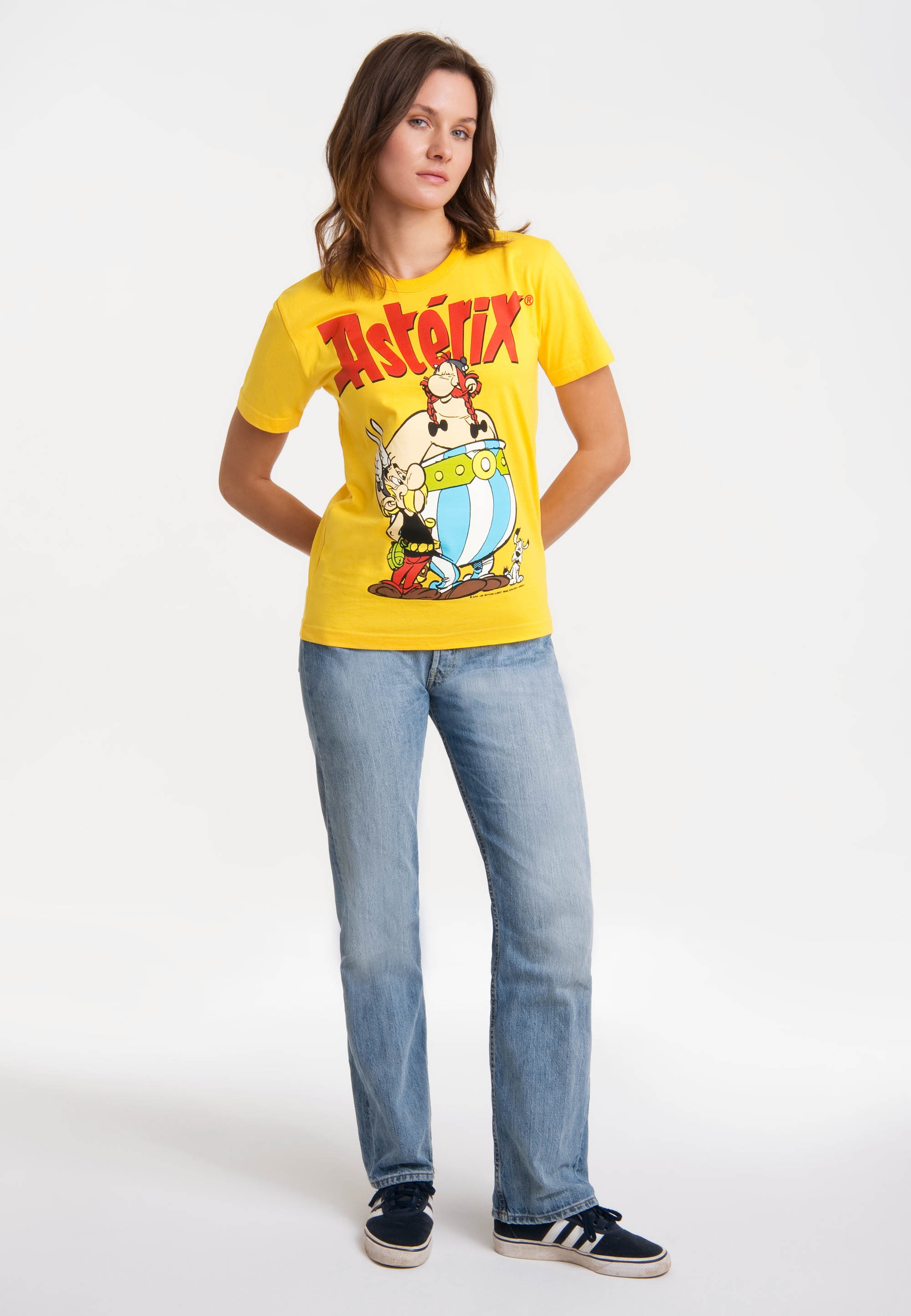 Obelix«, Asterix T-Shirt LOGOSHIRT Gallier Print lizenziertem | der »Asterix BAUR kaufen & mit -
