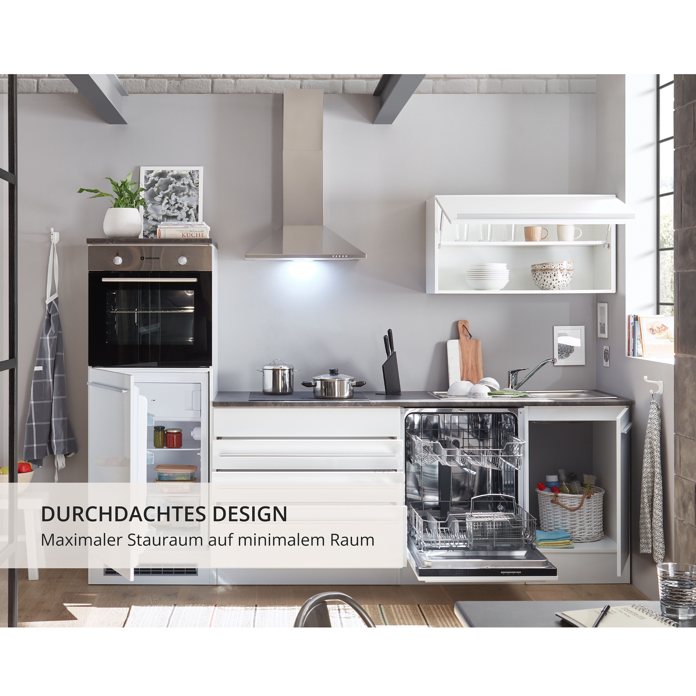 BASIC by Balculina Küchenzeile »Jazz«, Breite 260 cm, wahlweise mit E-Geräten