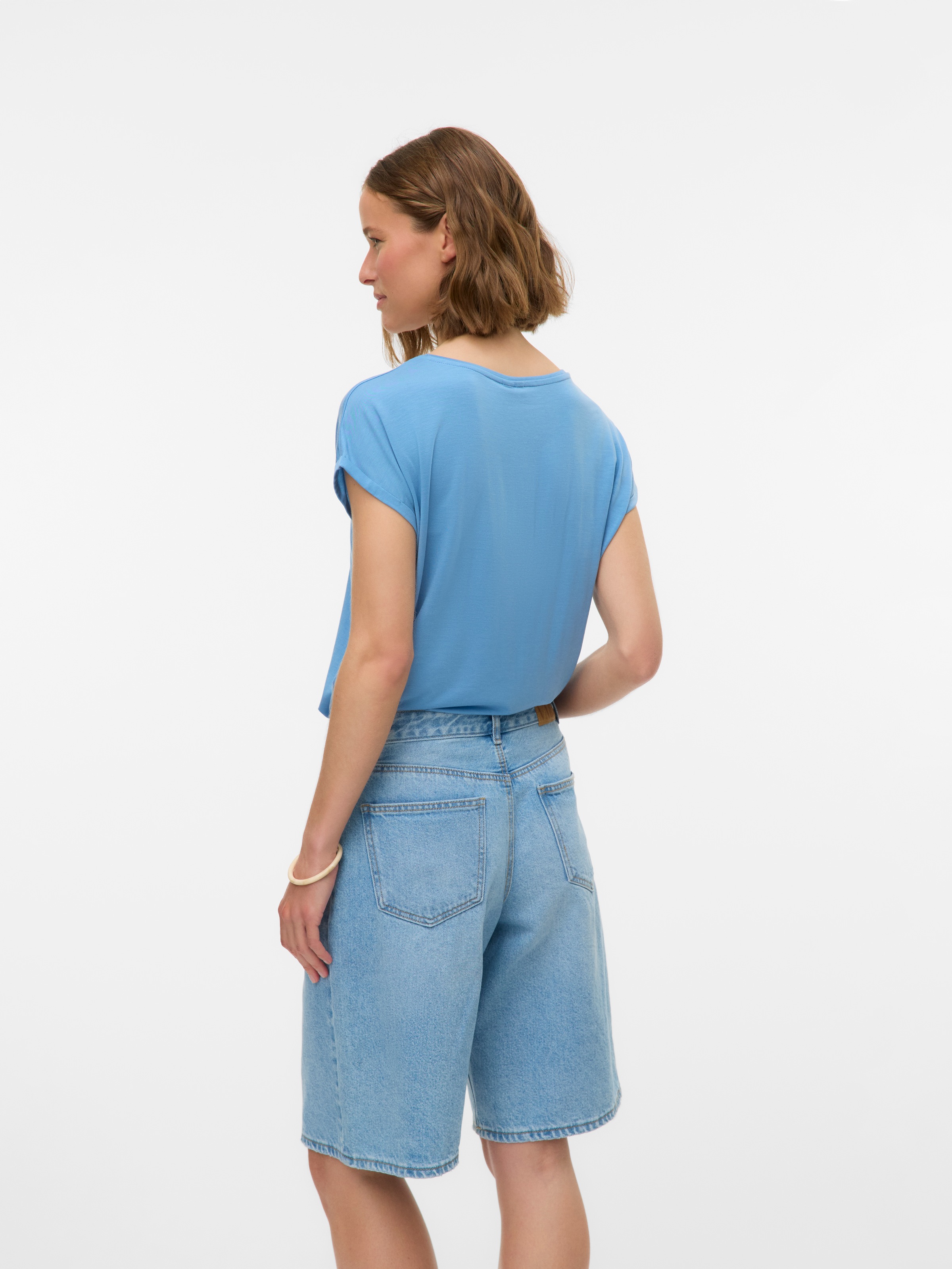 Vero Moda Rundhalsshirt "VMAVA PLAIN SS TOP GAJRS NOOS" Materialmix, regula günstig online kaufen