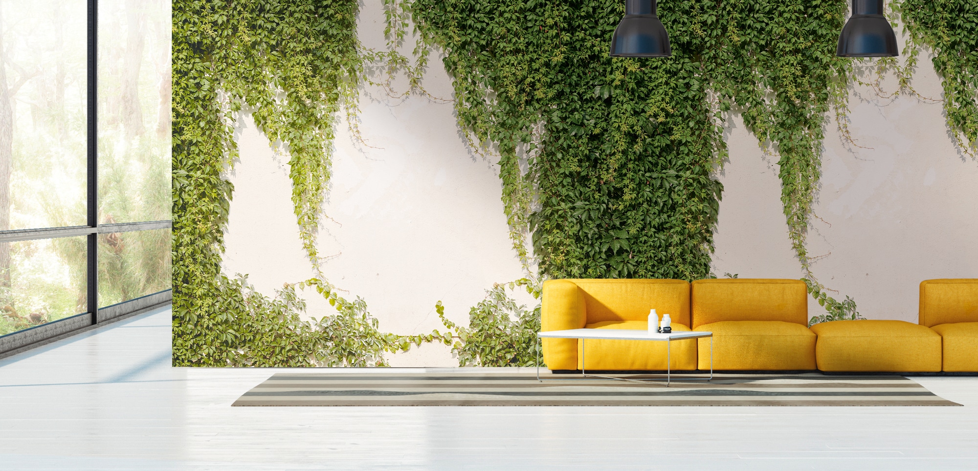living walls Fototapete "Fototapete Efeu" gemustert matt neutral glatt Efeuwand, Pflanzen Tapeten Wohnzimmer Schlafzimmer Küche modern Design