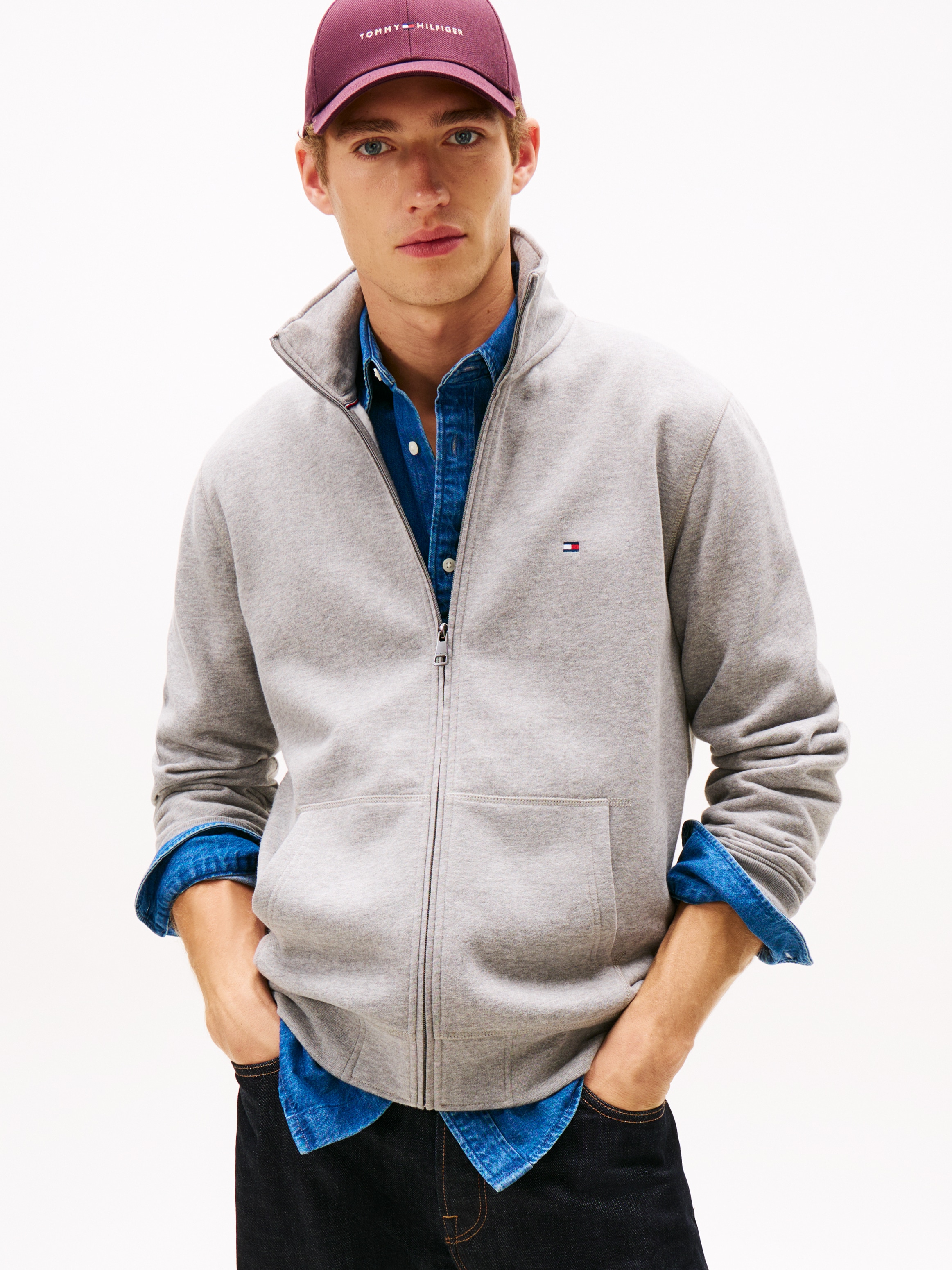 Tommy Hilfiger Sweatjacke "ESSENTIAL FLEECE STAND COLLAR" mit Stehkragen, r günstig online kaufen