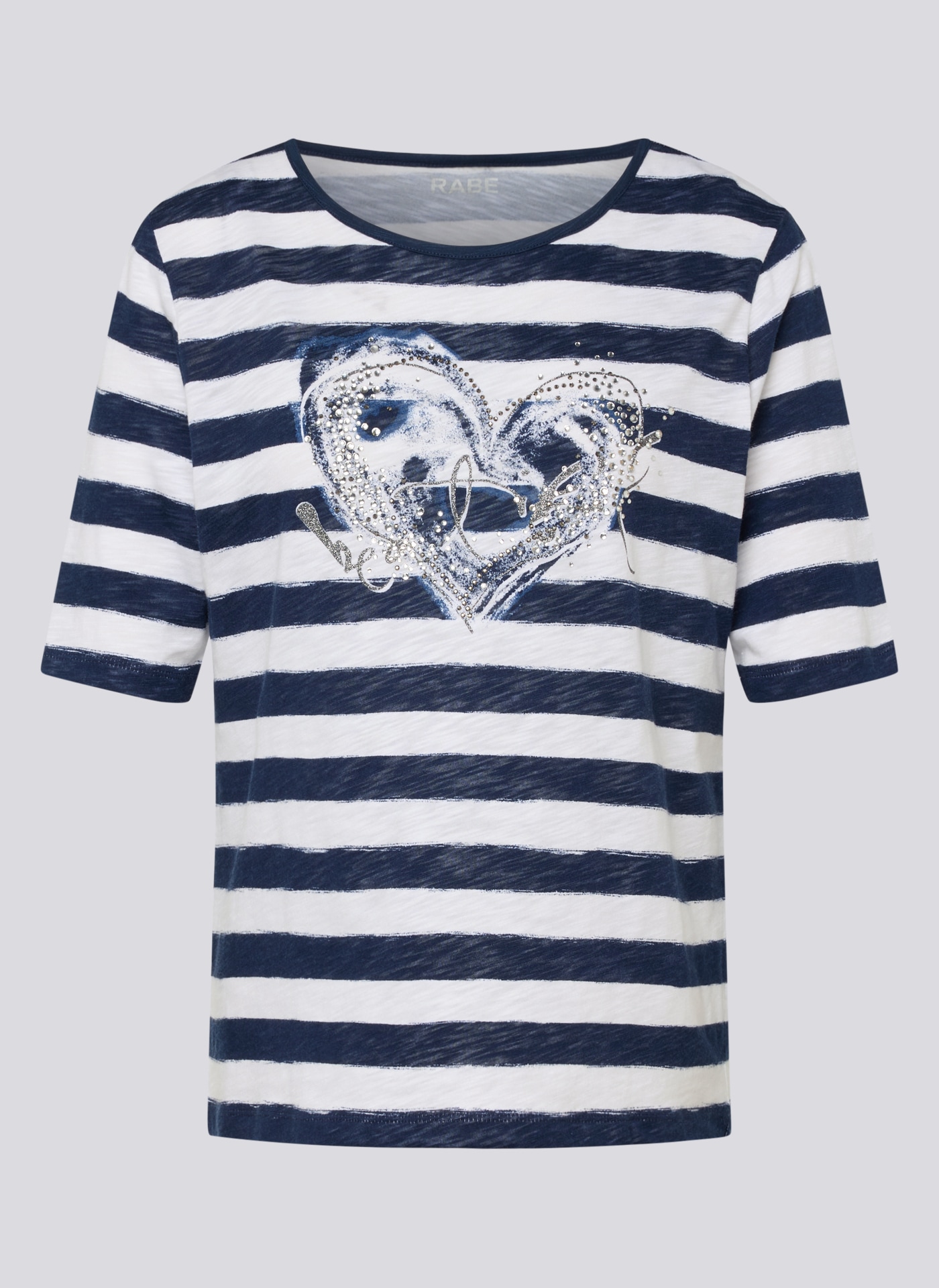 Rabe T-Shirt, in Streifen-Optik und mit Glitezr-Print