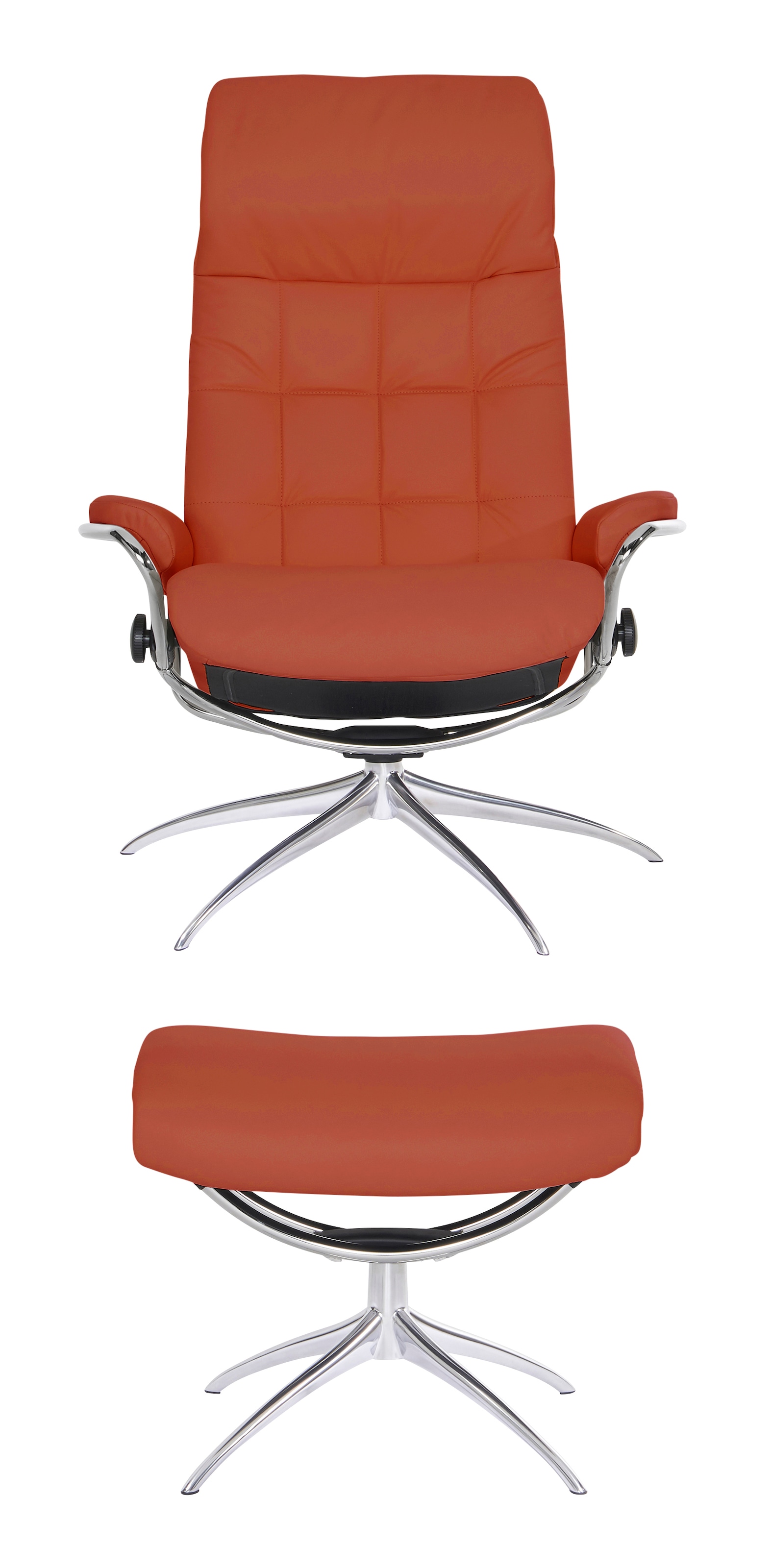 Stressless® Relaxsessel »London«, (Set, Relaxsessel mit Hocker), mit Hocker, High Back, mit Star Base, Gestell Chrom