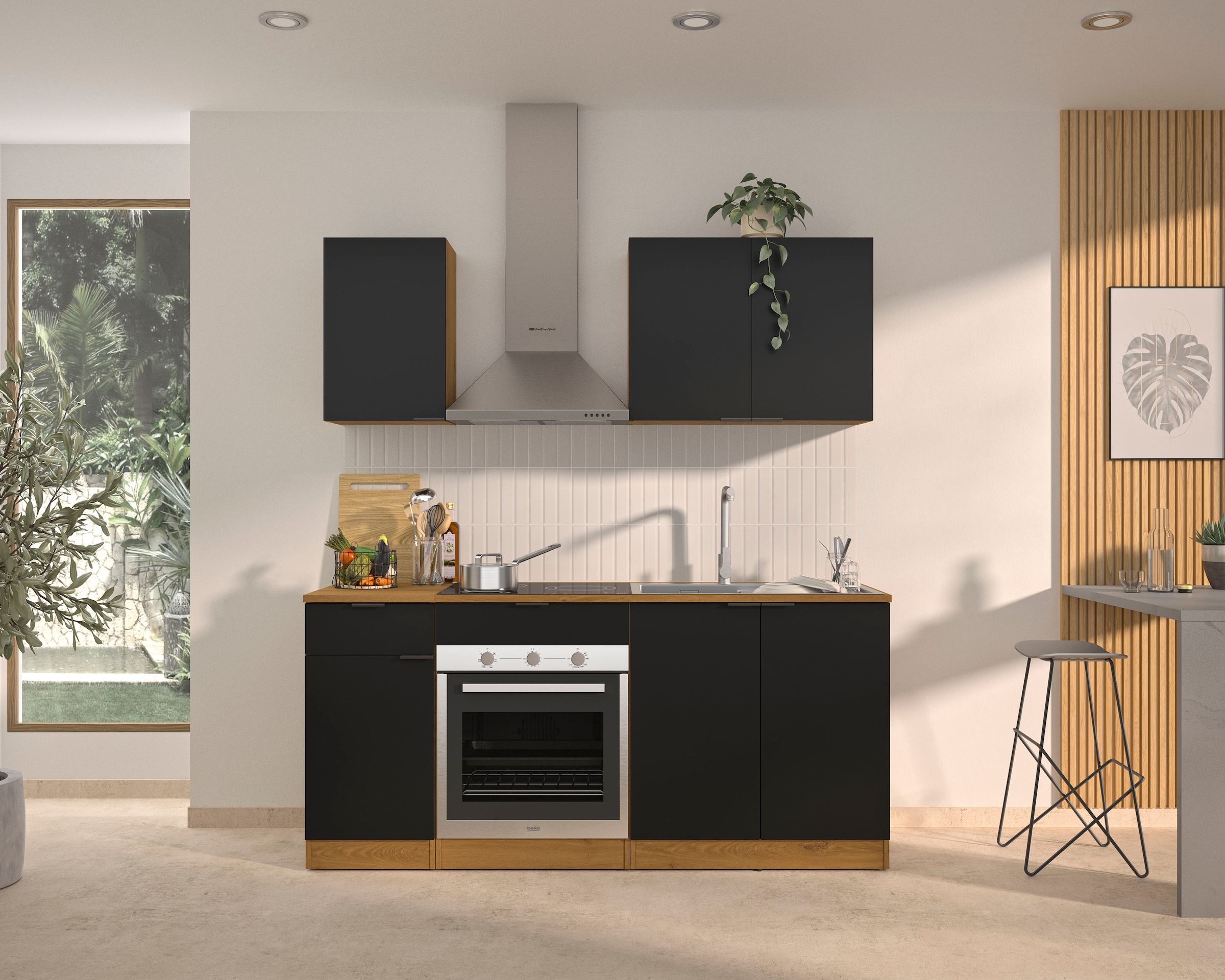 Gami Küchenzeile "180 cm EDEN ohne E-Geräte" mit melaminbeschichteter Oberf günstig online kaufen