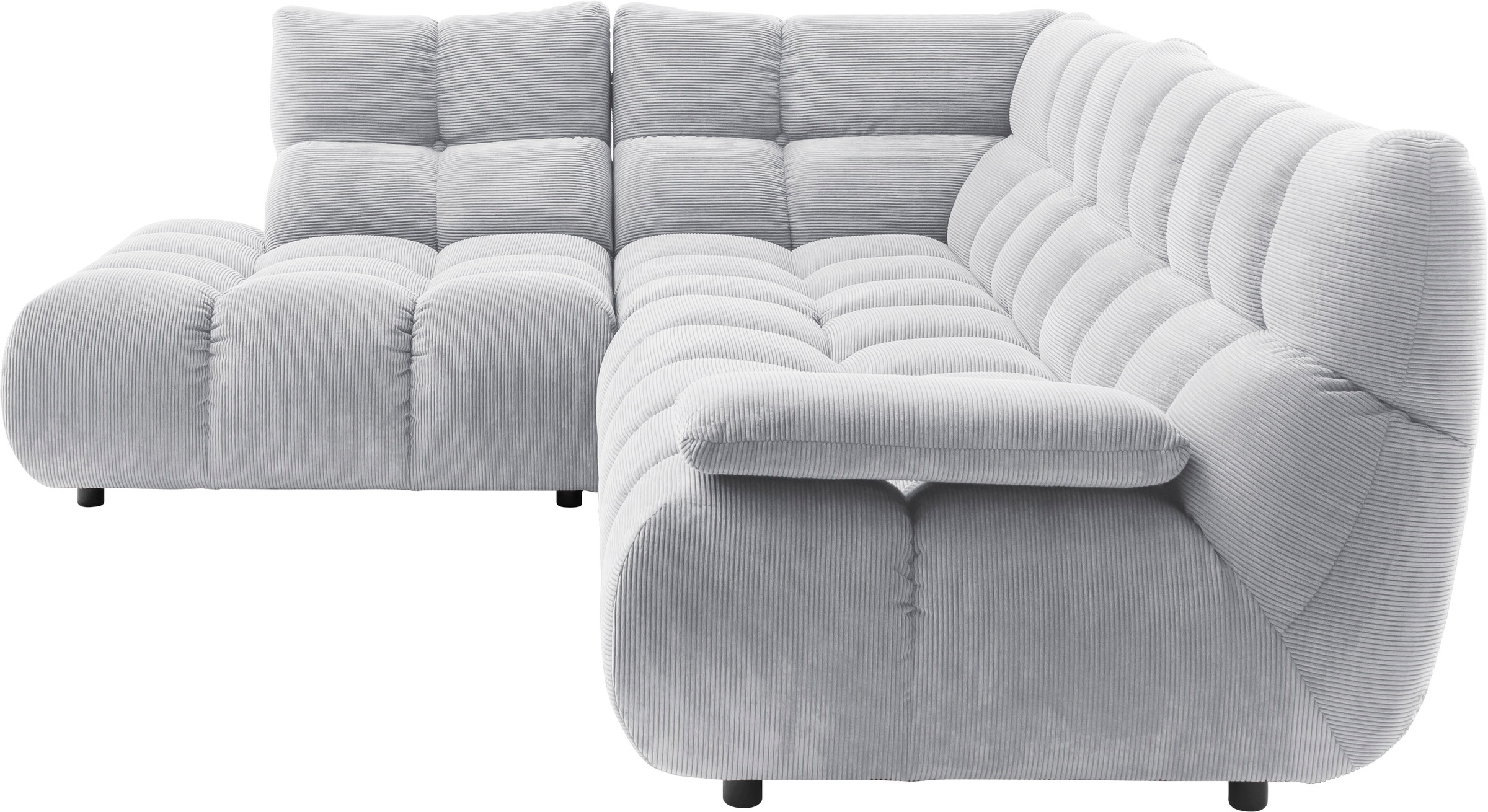 Home affaire Ecksofa "Cozy Bubble, mit klappbarer Armlehne, Breite 324 cm" mit eleganter Steppung, Rundumbezug & weicher Polsterung