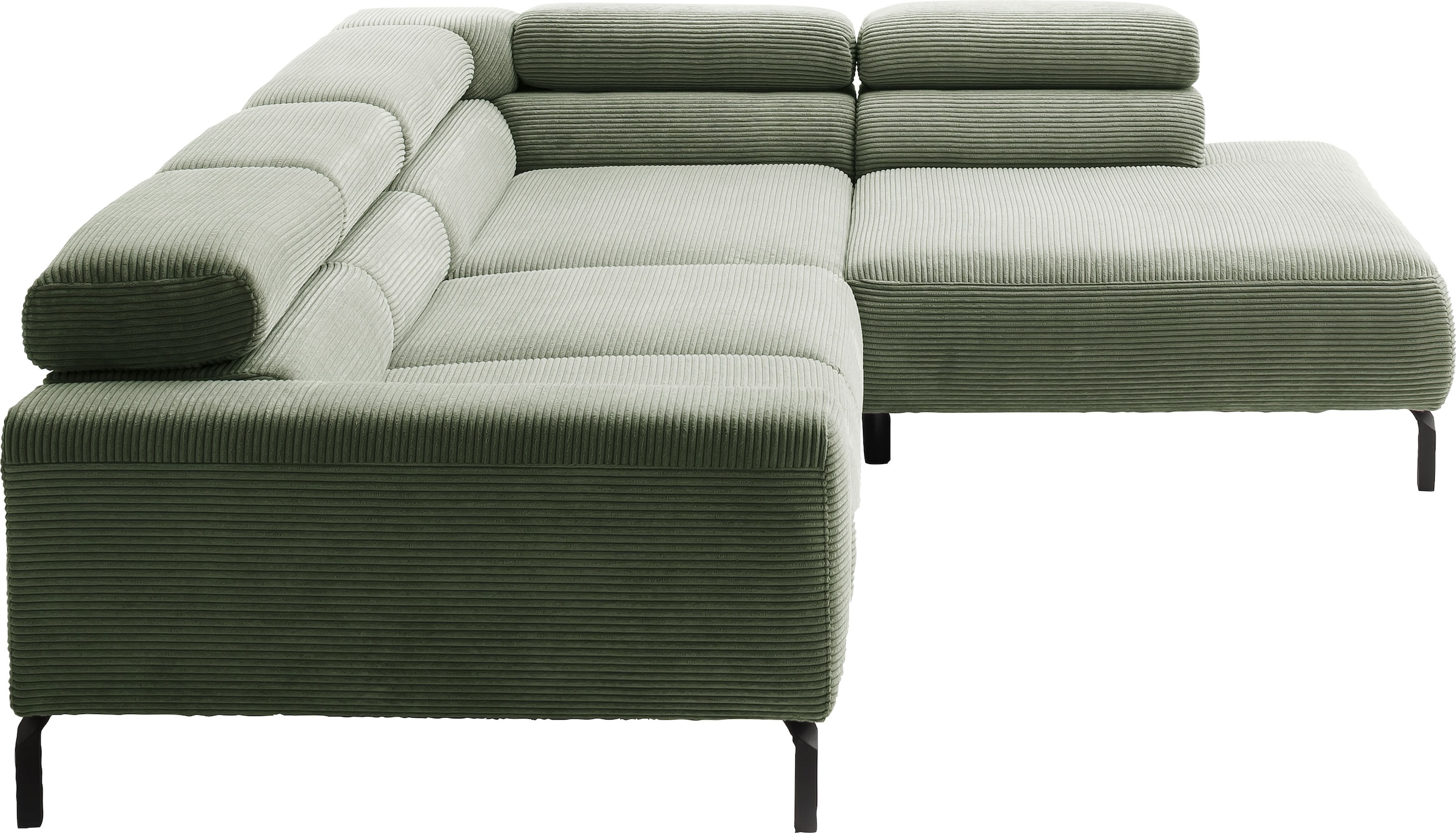 Home affaire Ecksofa »Antonelli, L-Form,  inkl. Kopfteilverstellung, Breite 312 cm« ohne Sitztiefenverstellung, in Cord, oliv