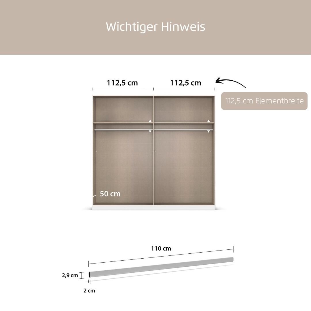 rauch Kleiderstange »Zubehör für Rauch-Schränke« Breite 110 cm, für Rauch-Schränke mit Element-Breite 112,5 cm