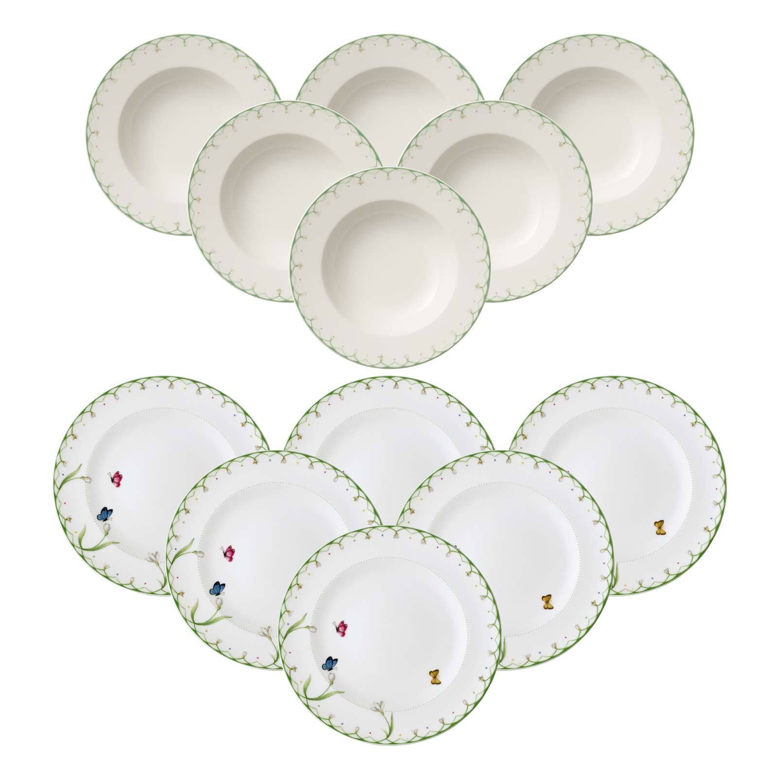 Villeroy & Boch Geschirr-Set "Tafelservice Colourful Spring 12er Set bunt" Spülmaschinengeeignet, Mikrowellengeeignet