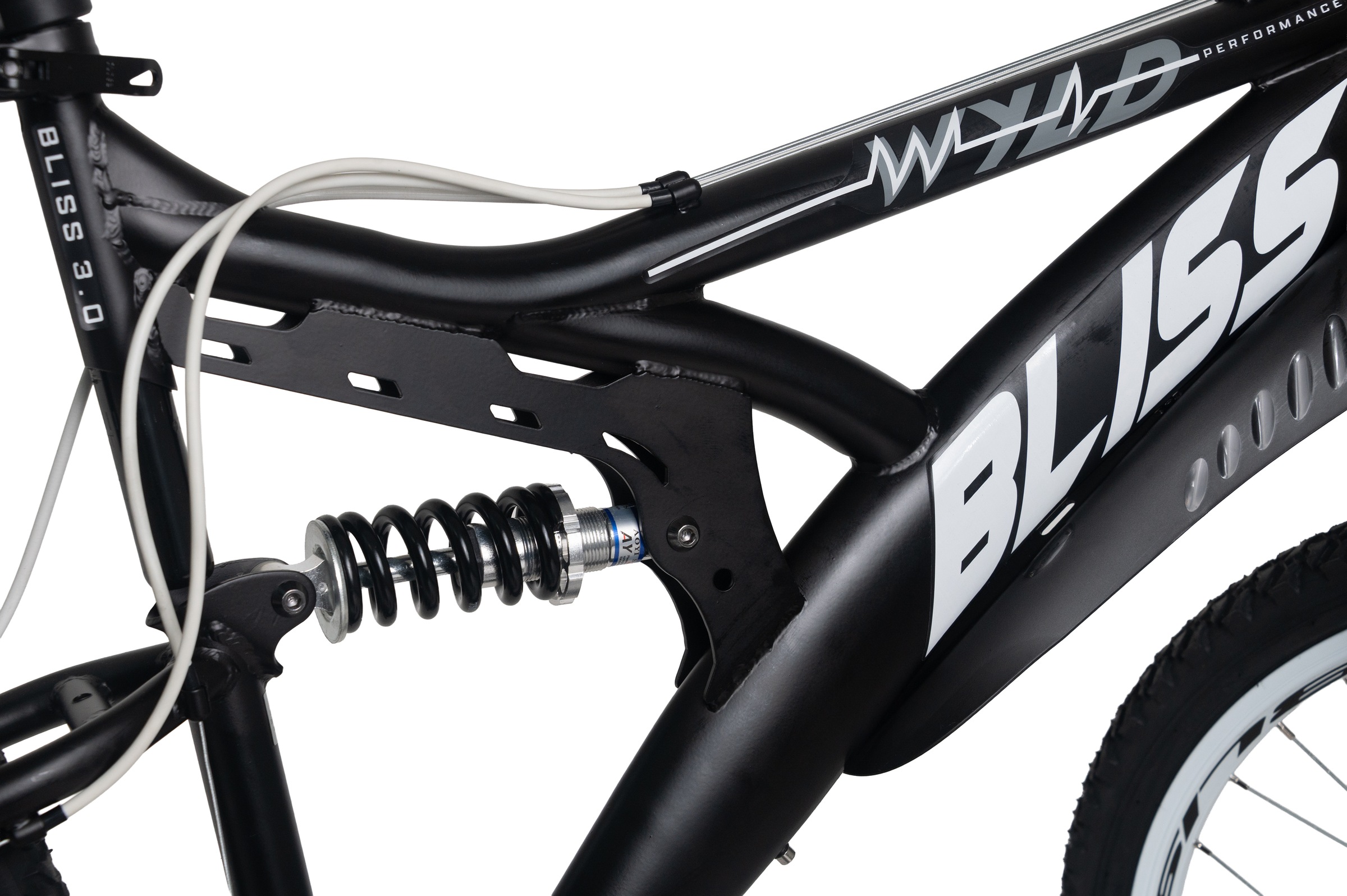 WYLD Mountainbike »WYLD Mountainbike Fully 26'' Bliss schwarz-weiß 21 Gänge RH 47 cm« 21 Gang Shimano Tourney Schaltwerk Kettenschaltung