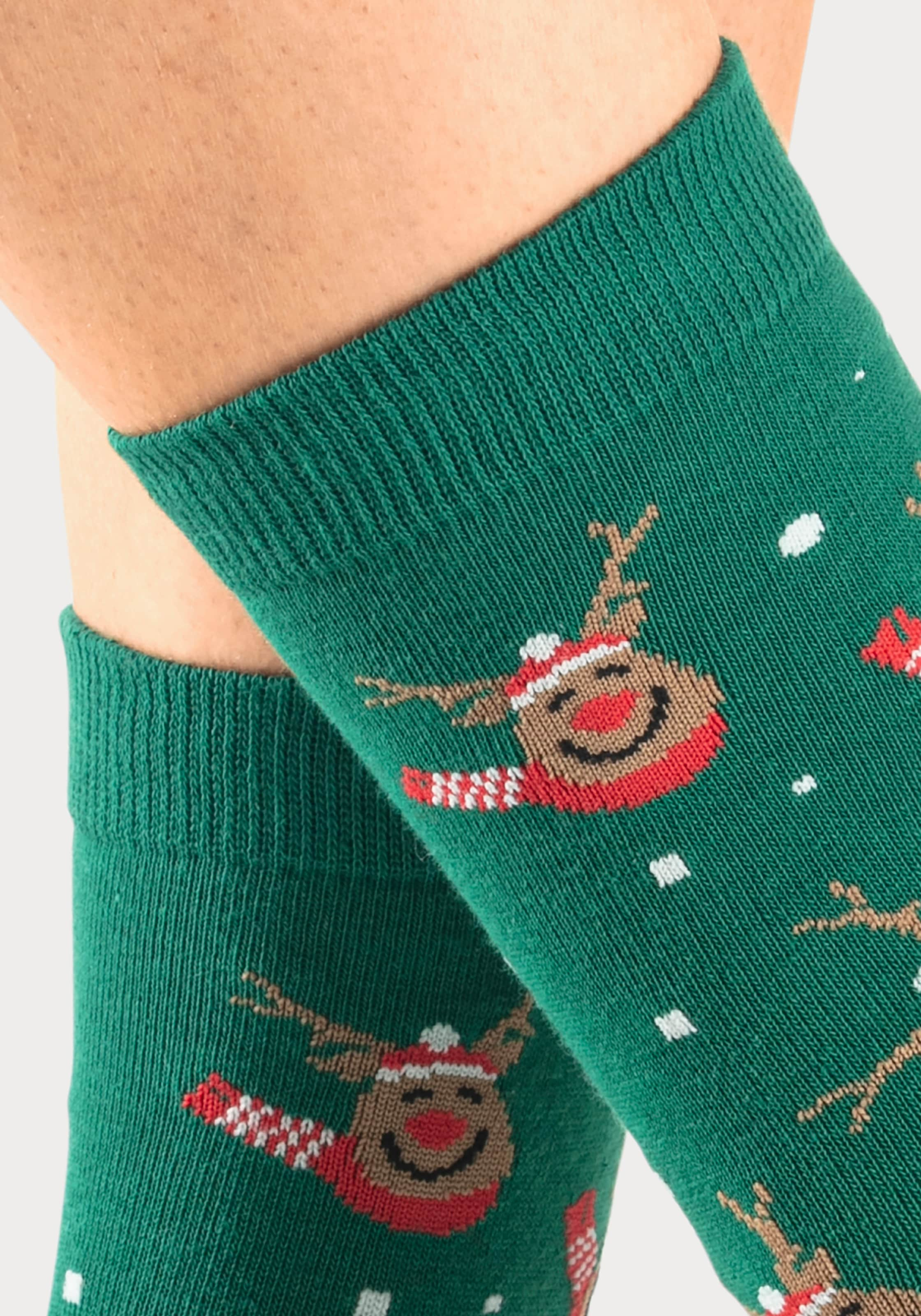 H.I.S Basicsocken, (Packung, 3 Paar), mit weihnachtlichen Motiven