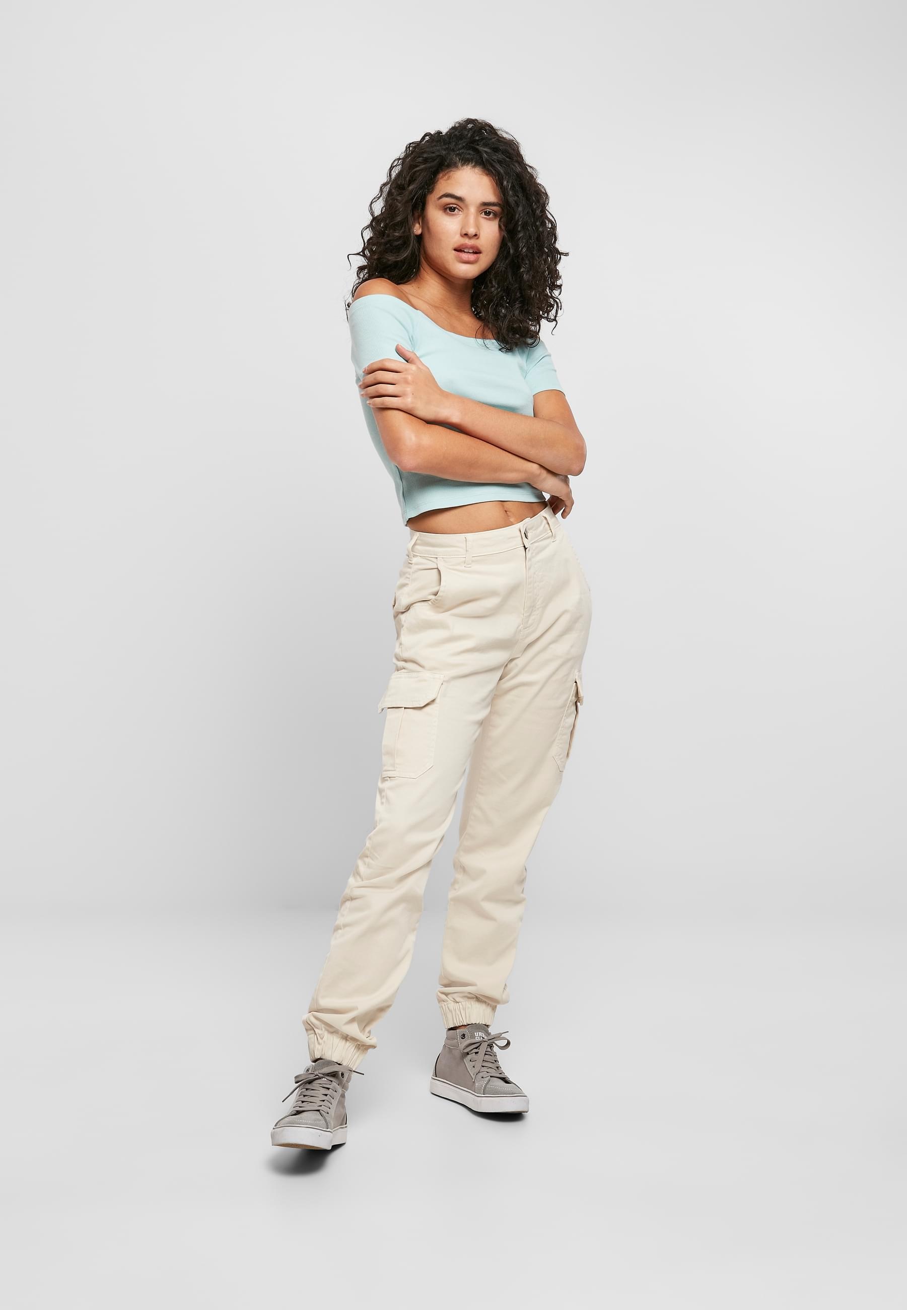 URBAN CLASSICS T-Shirt »Urban Classics Damen Ladies Off Shoulder Rib Tee«, (1 tlg.)