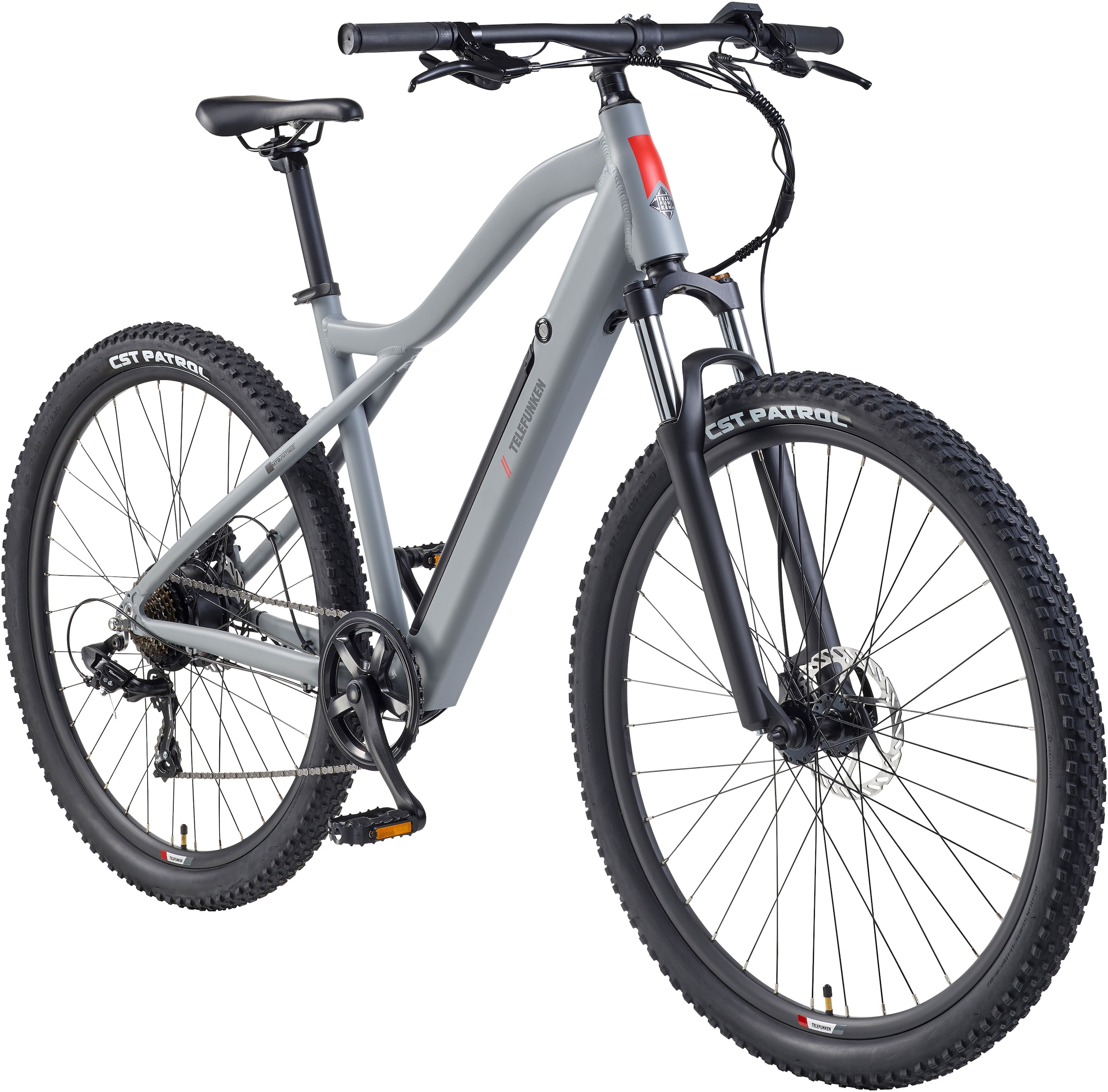 E-Bike TELEFUNKEN "Aufsteiger MT922" Gr. 48, aluminiumgrau, schwarz, Elektrofahrräder, 48cm, 29 Zoll (73,66cm), Pedelec, Elektrofahrrad, Damen u. Herr